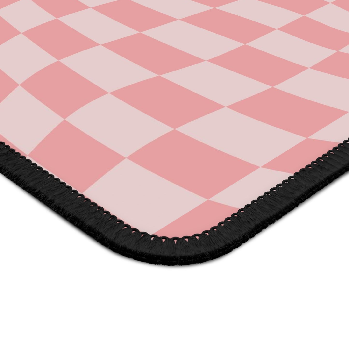 Trendy Wavy Pink Checkerboard Non Slip Gaming Mouse Pad