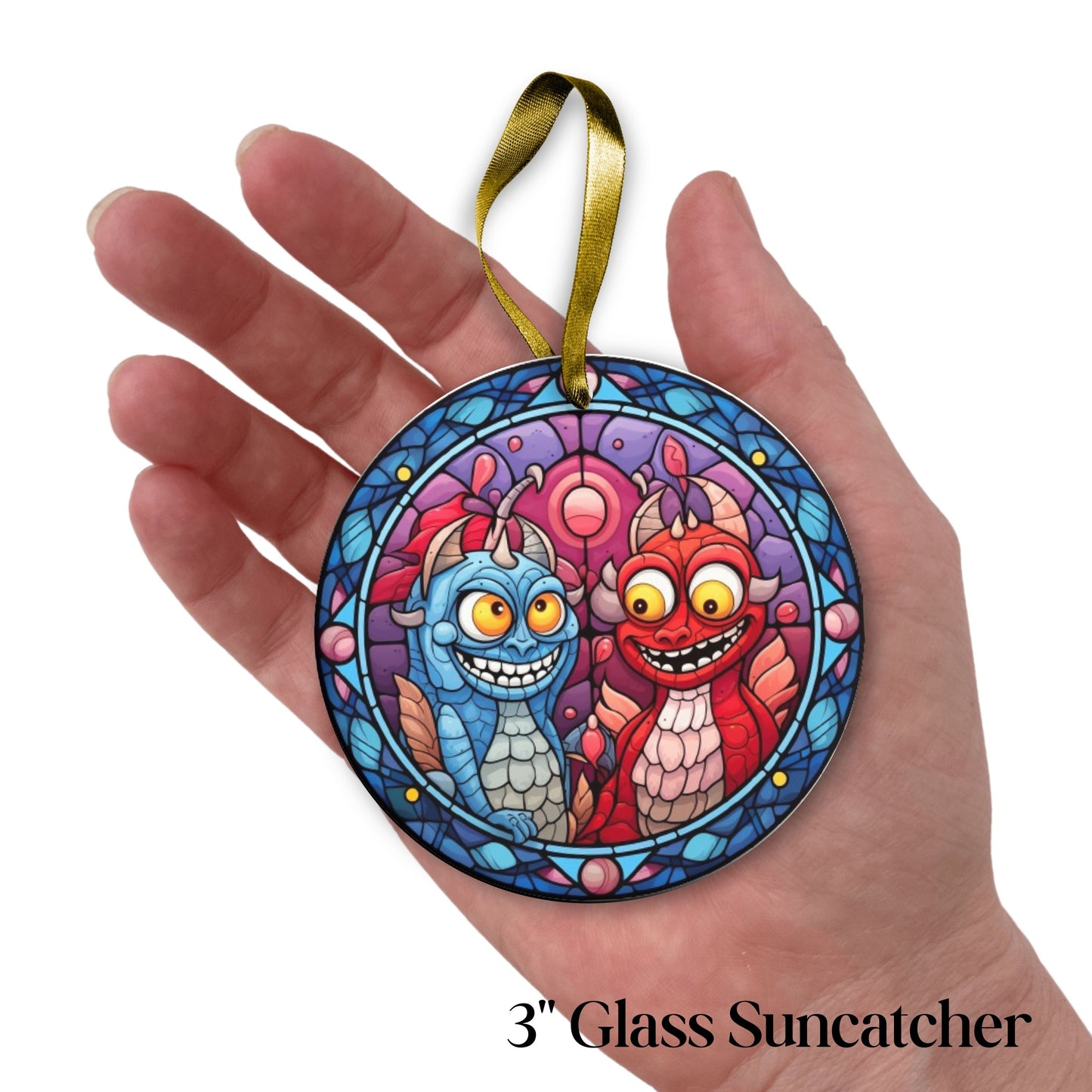 Glass Suncatcher Stained Glass 110-01 Cartoon Valentine Monster