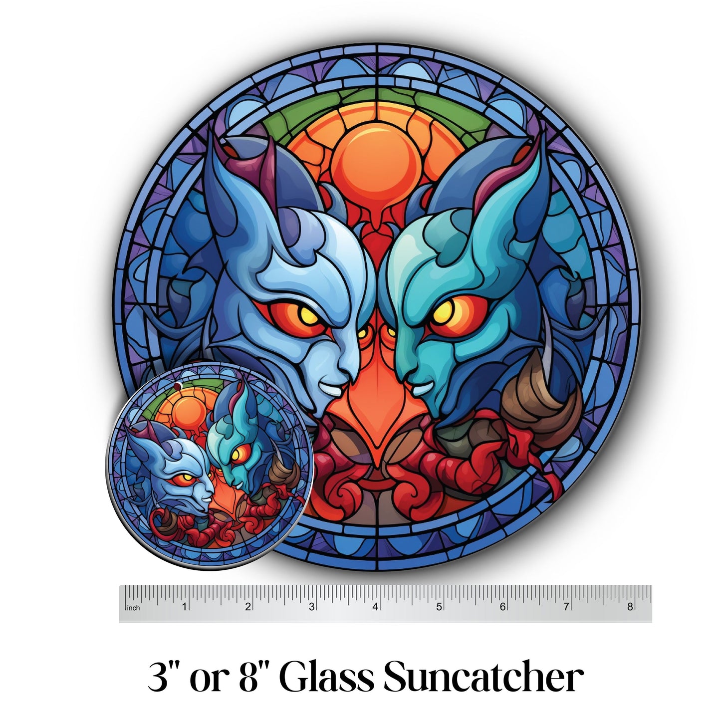 Glass Suncatcher Stained Glass 110-06 Cartoon Valentine Monster