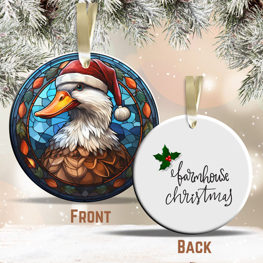 Stained Glass Farmhouse Christmas Animal Ceramic Ornament 71-08