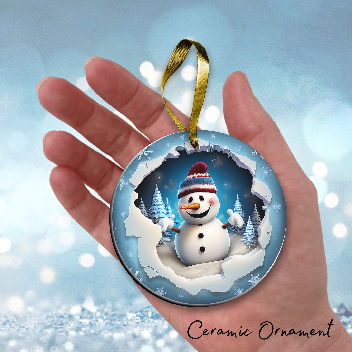 Busting Out Snowman Ceramic Ornament 80-04