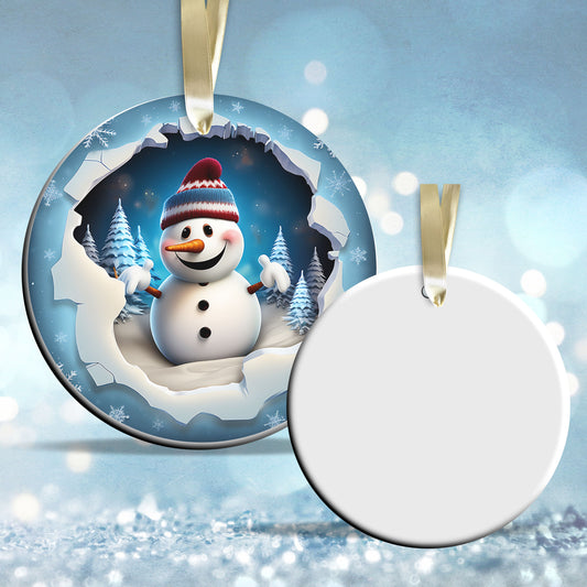 Busting Out Snowman Ceramic Ornament 80-04