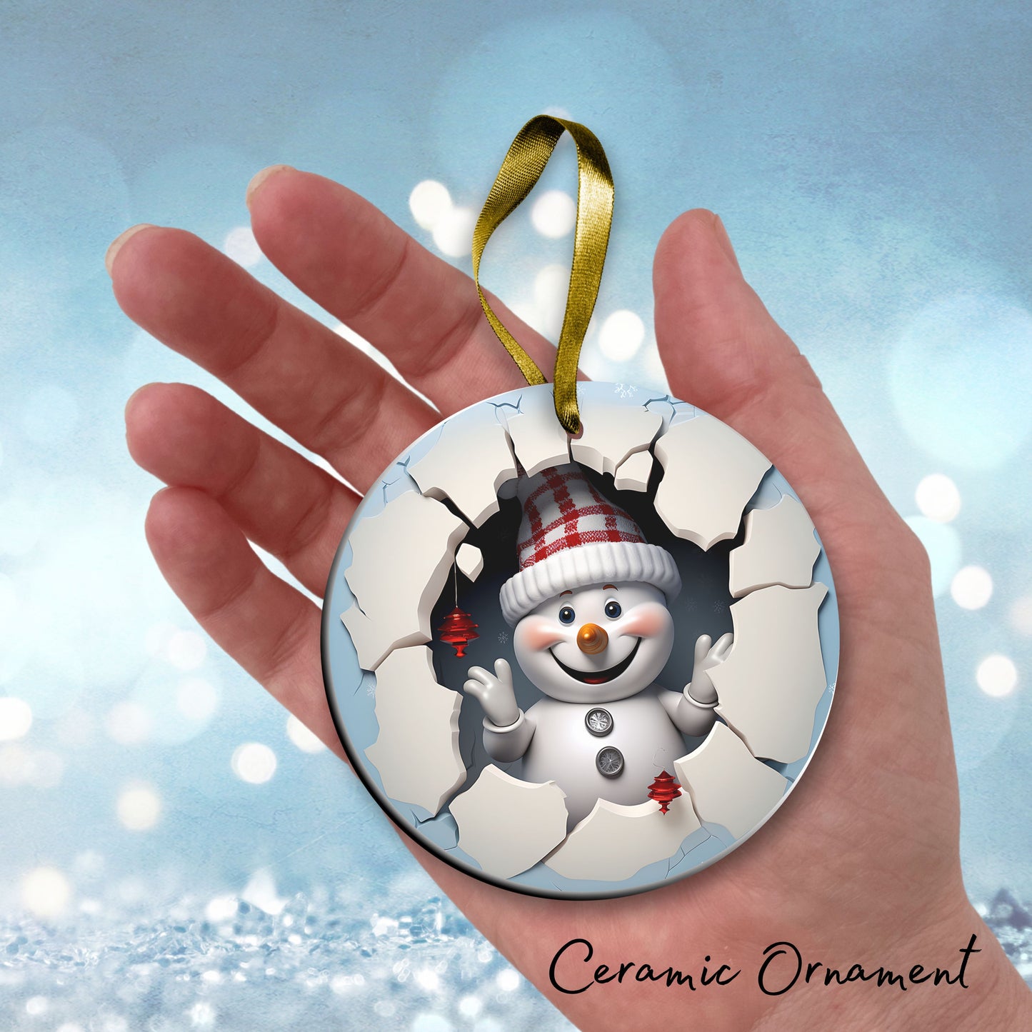 Busting Out Snowman Ceramic Ornament 80-03