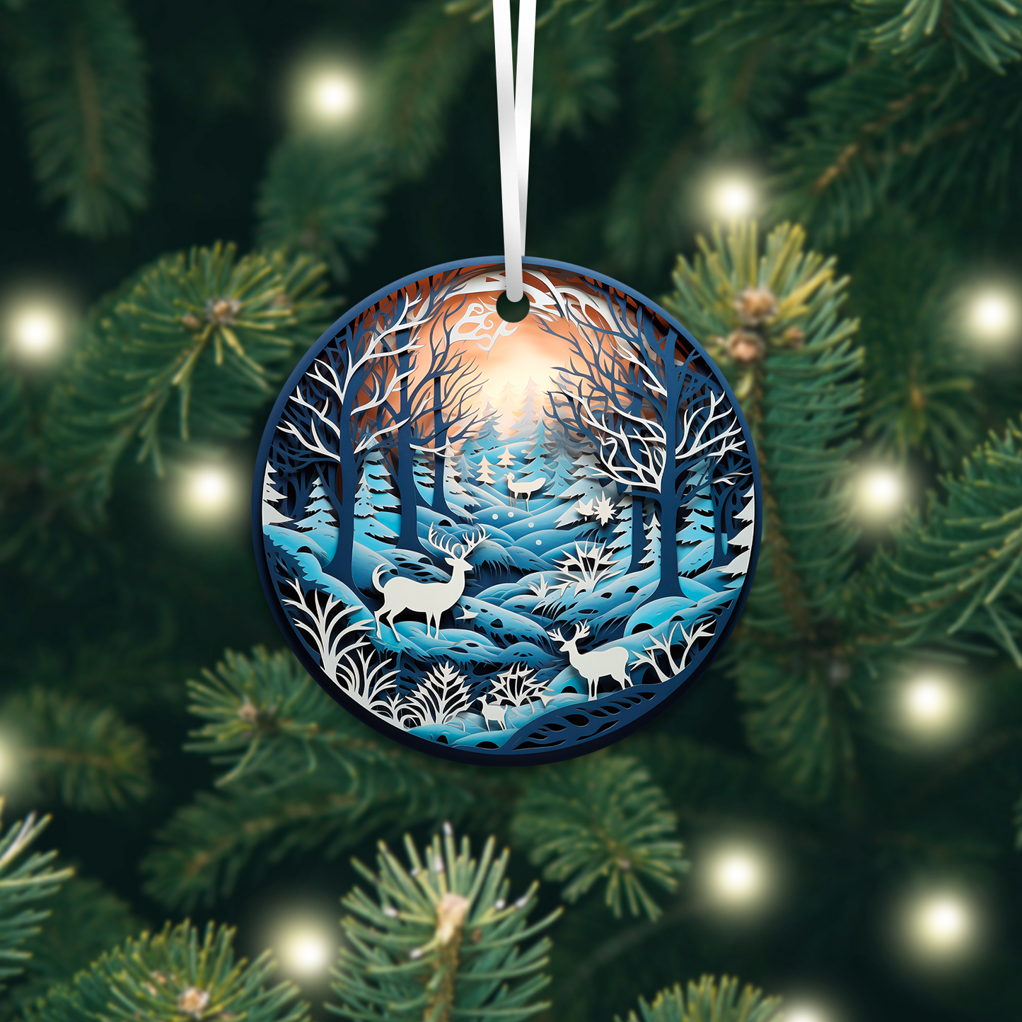 Blue Winter 3D Christmas Ceramic Ornament 07-18