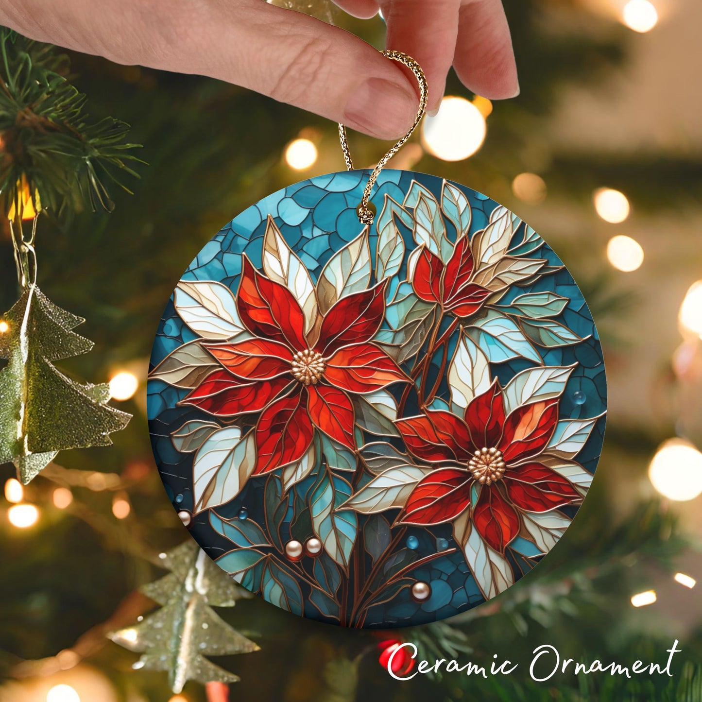 Stained Glass Christmas Ceramic Ornament