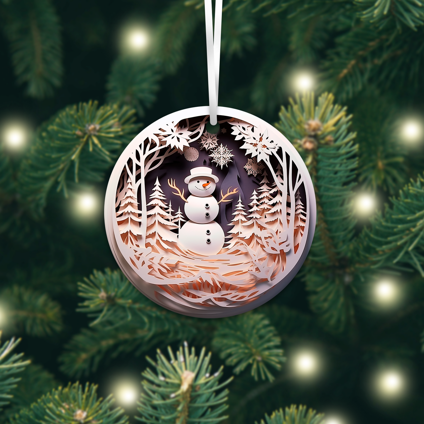 Winter Snowman 3D Christmas Ceramic Ornament 07-26