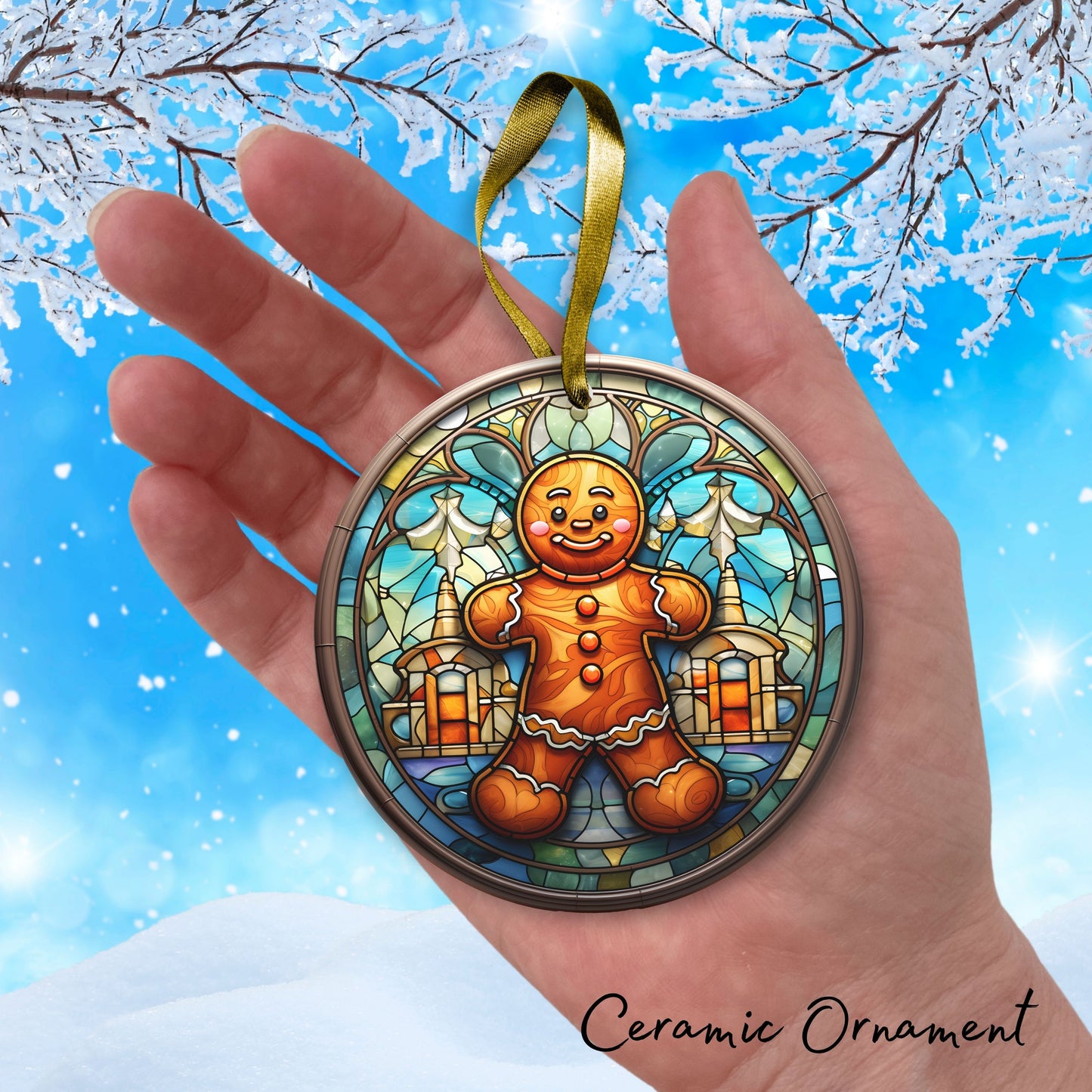 Gingerbread Man Christmas Ceramic Ornament 15-26