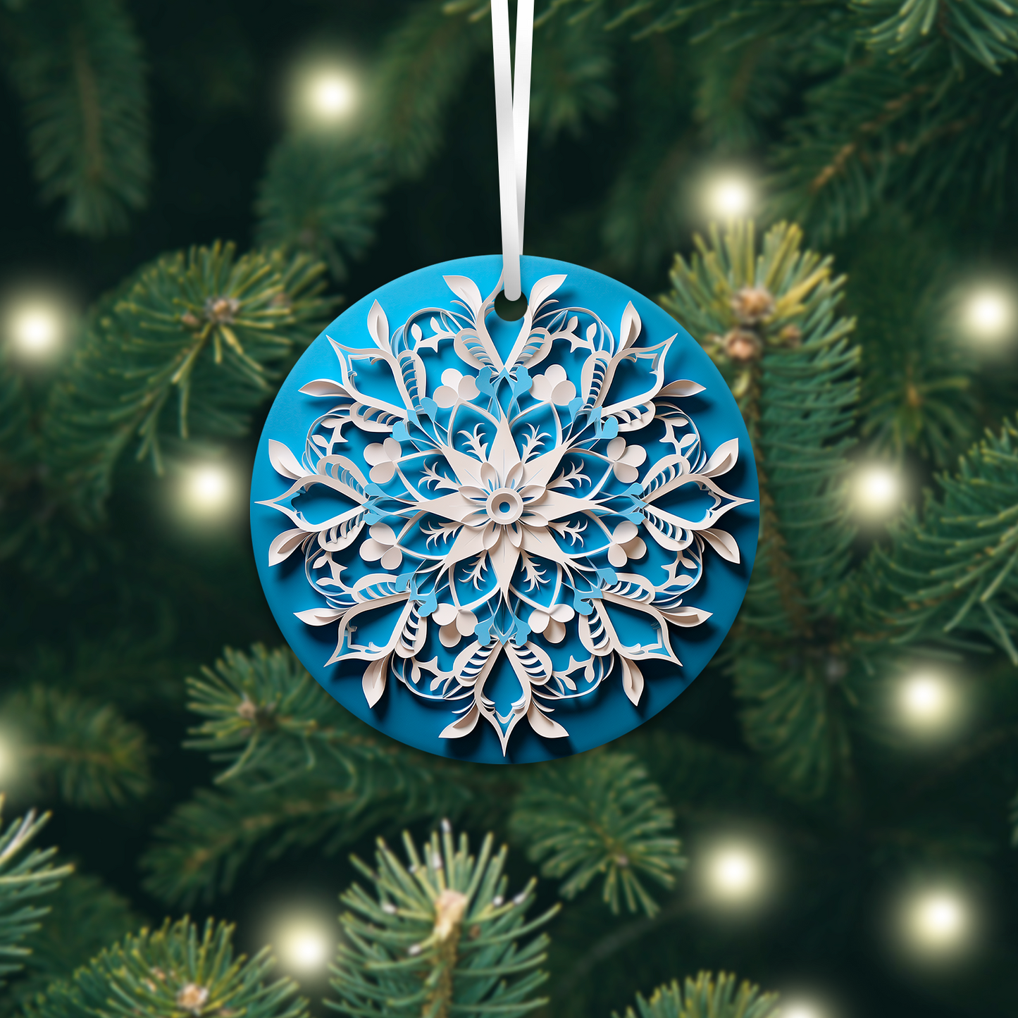 Blue Winter 3D Christmas Ceramic Ornament 07-34