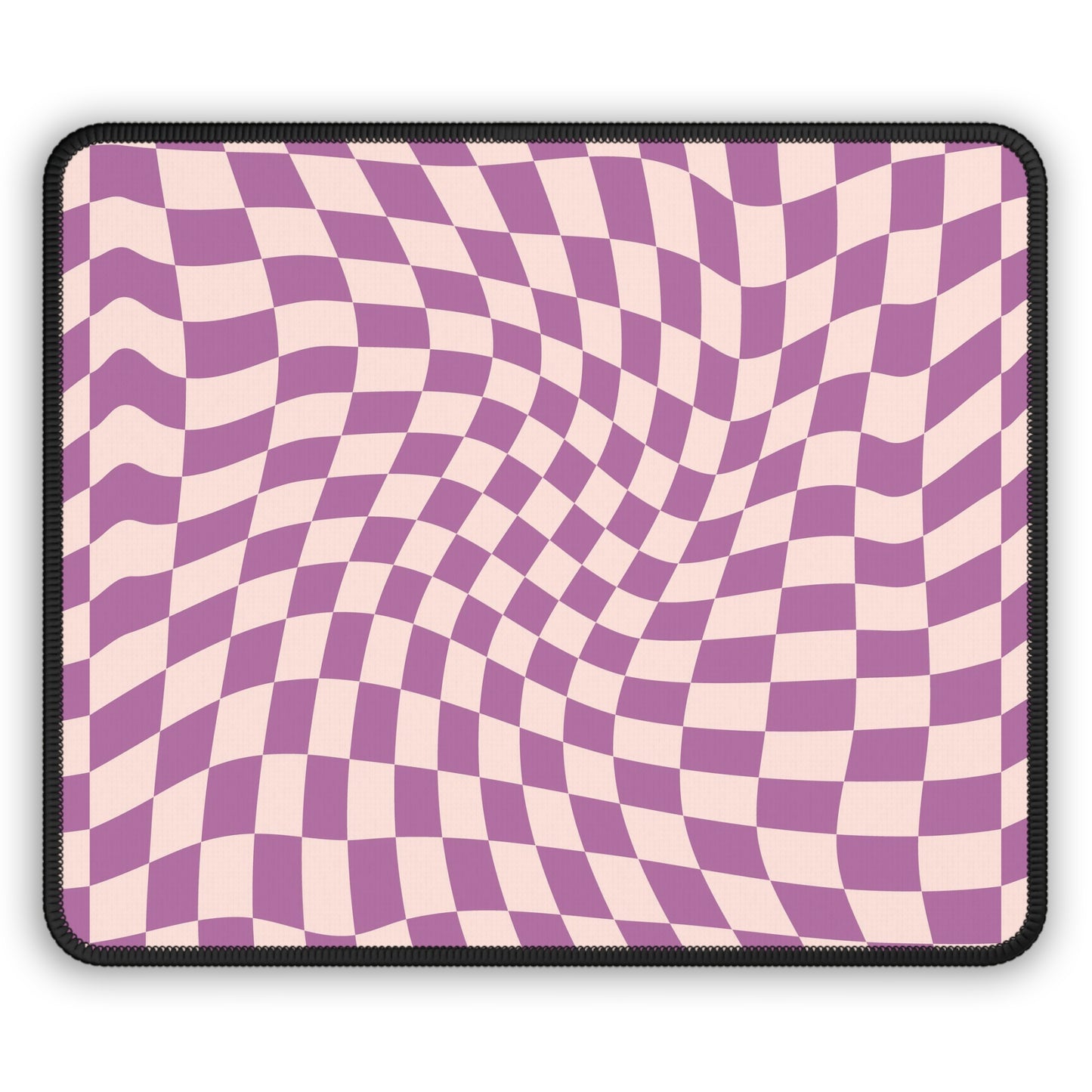 Trendy Wavy Purple Pink Checkerboard Non Slip Gaming Mouse Pad