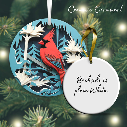 3D Cardinal Ceramic Christmas Ornament 07-03