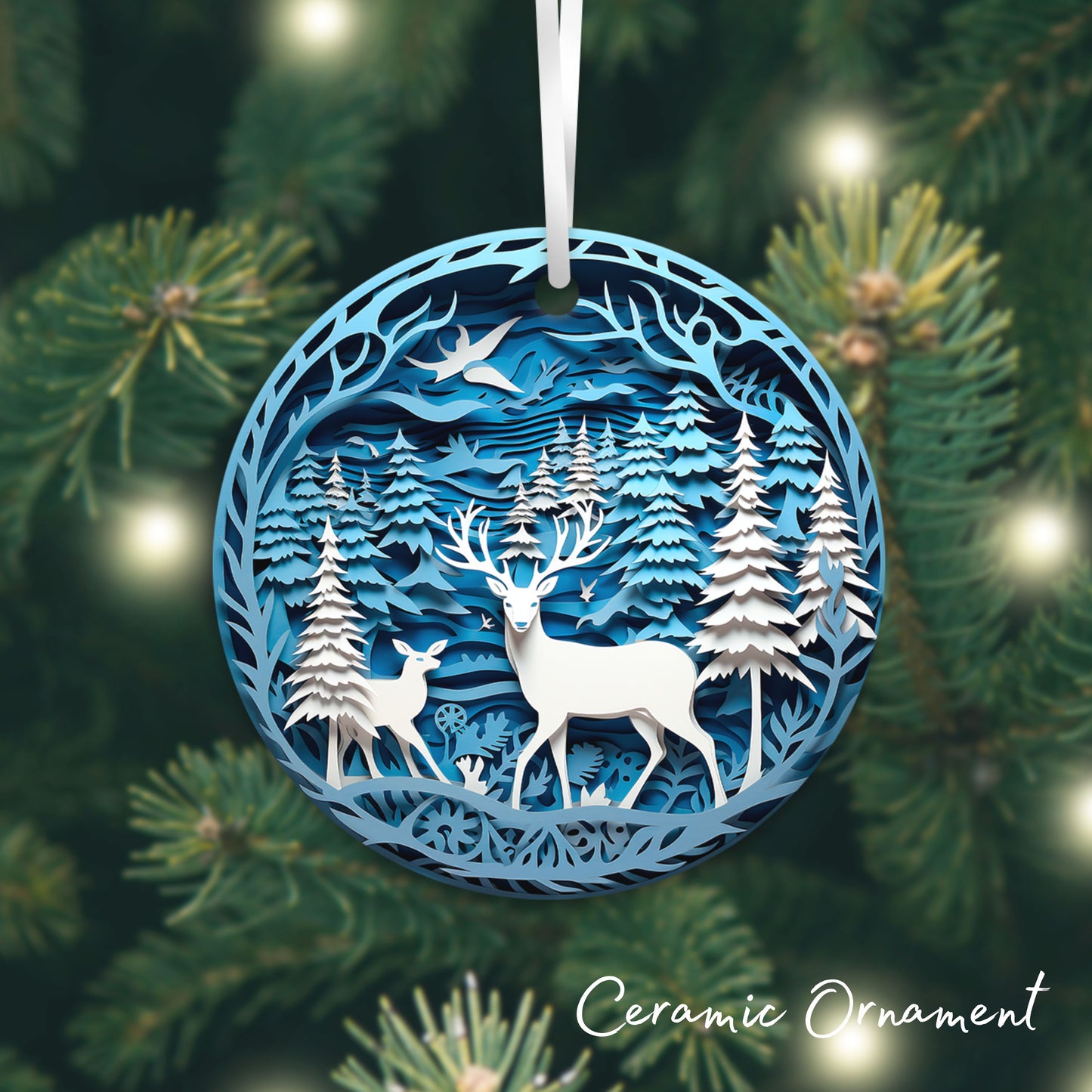 3D Reindeer Ceramic Christmas Ornament 07-05