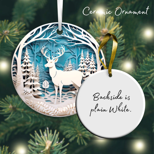 3D Reindeer Ceramic Christmas Ornament 07-06