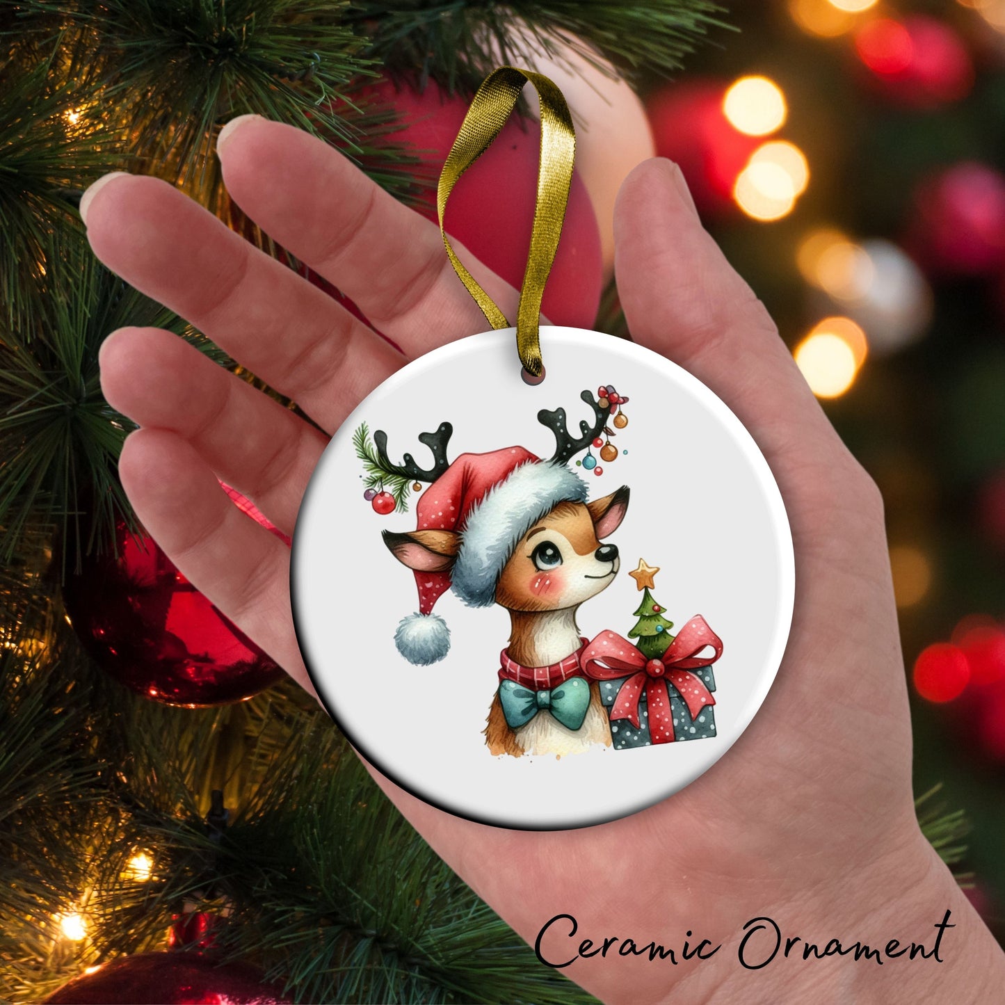 Babys First Christmas Reindeer Ceramic Ornament 57-03