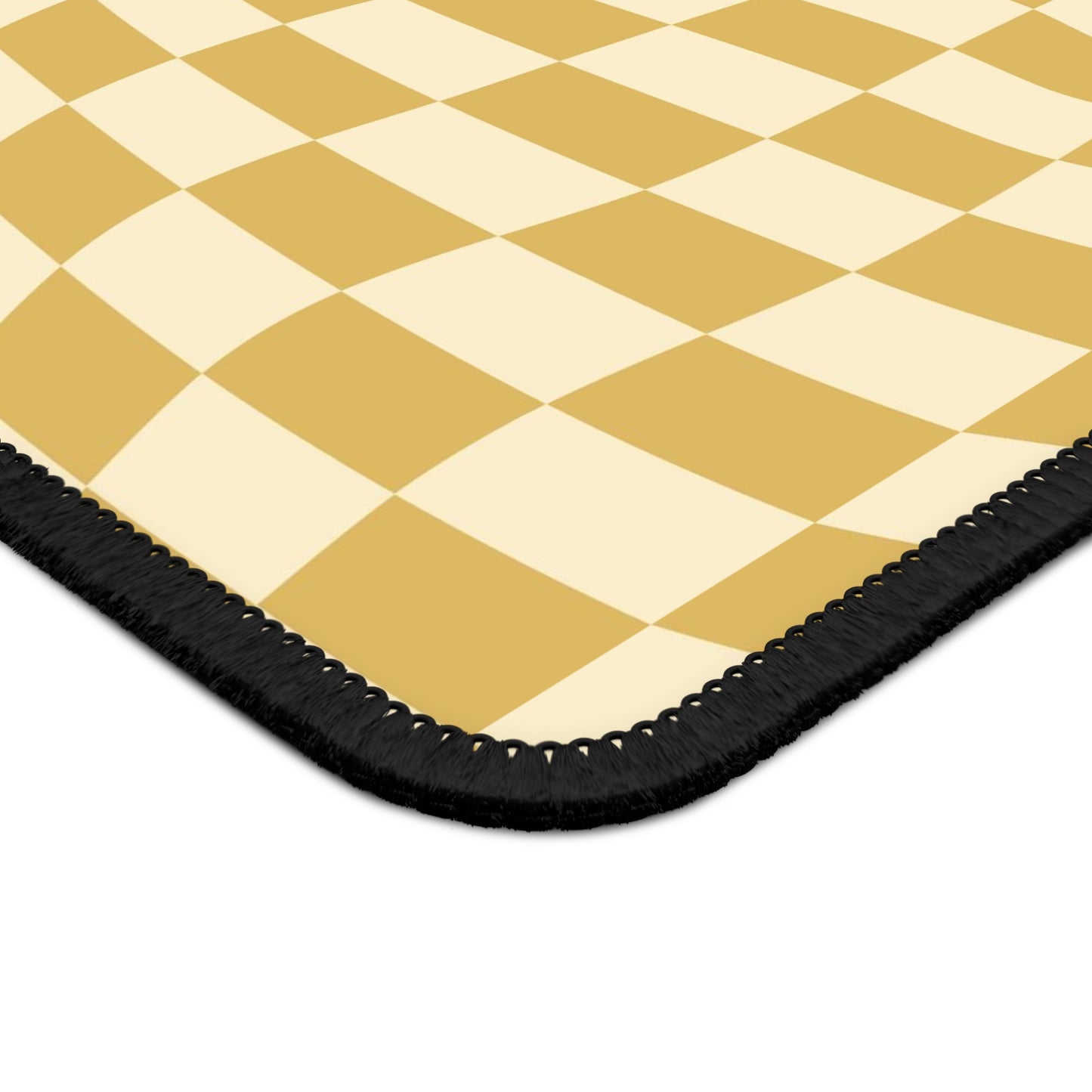 Trendy Wavy Yellow Checkerboard Non Slip Gaming Mouse Pad