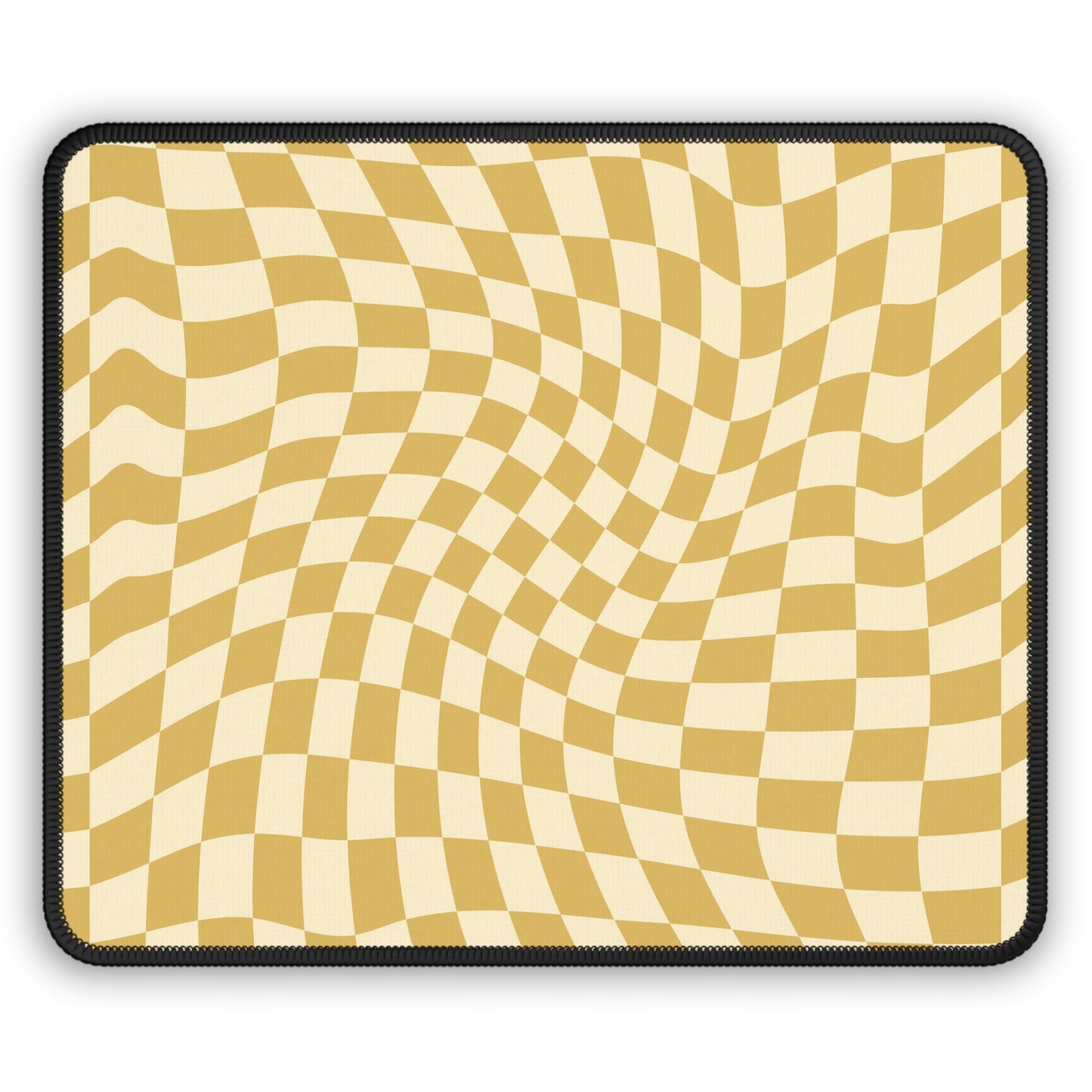 Trendy Wavy Yellow Checkerboard Non Slip Gaming Mouse Pad