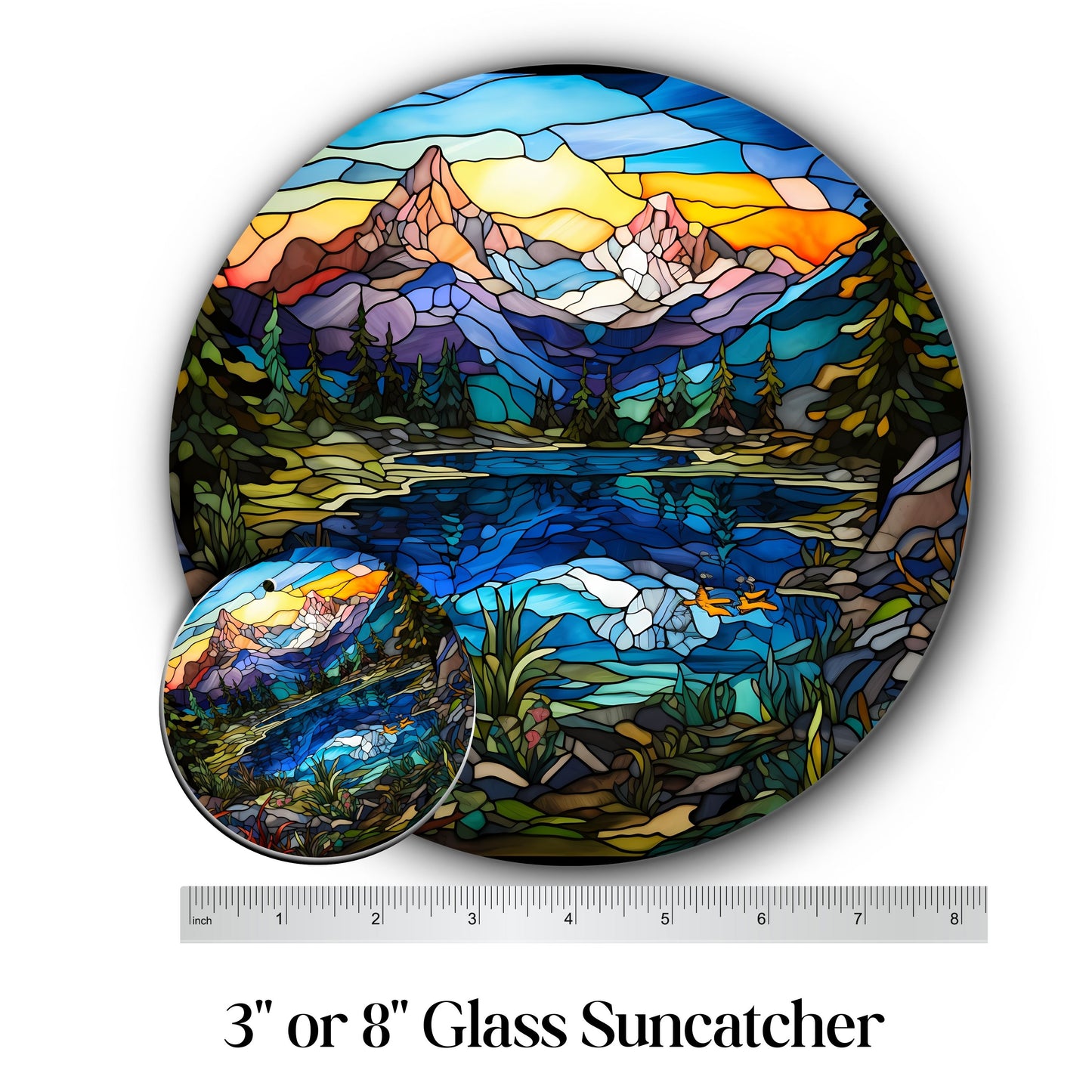 Glass Suncatcher Stained Glass 109-03 Pristine Alpine Lake