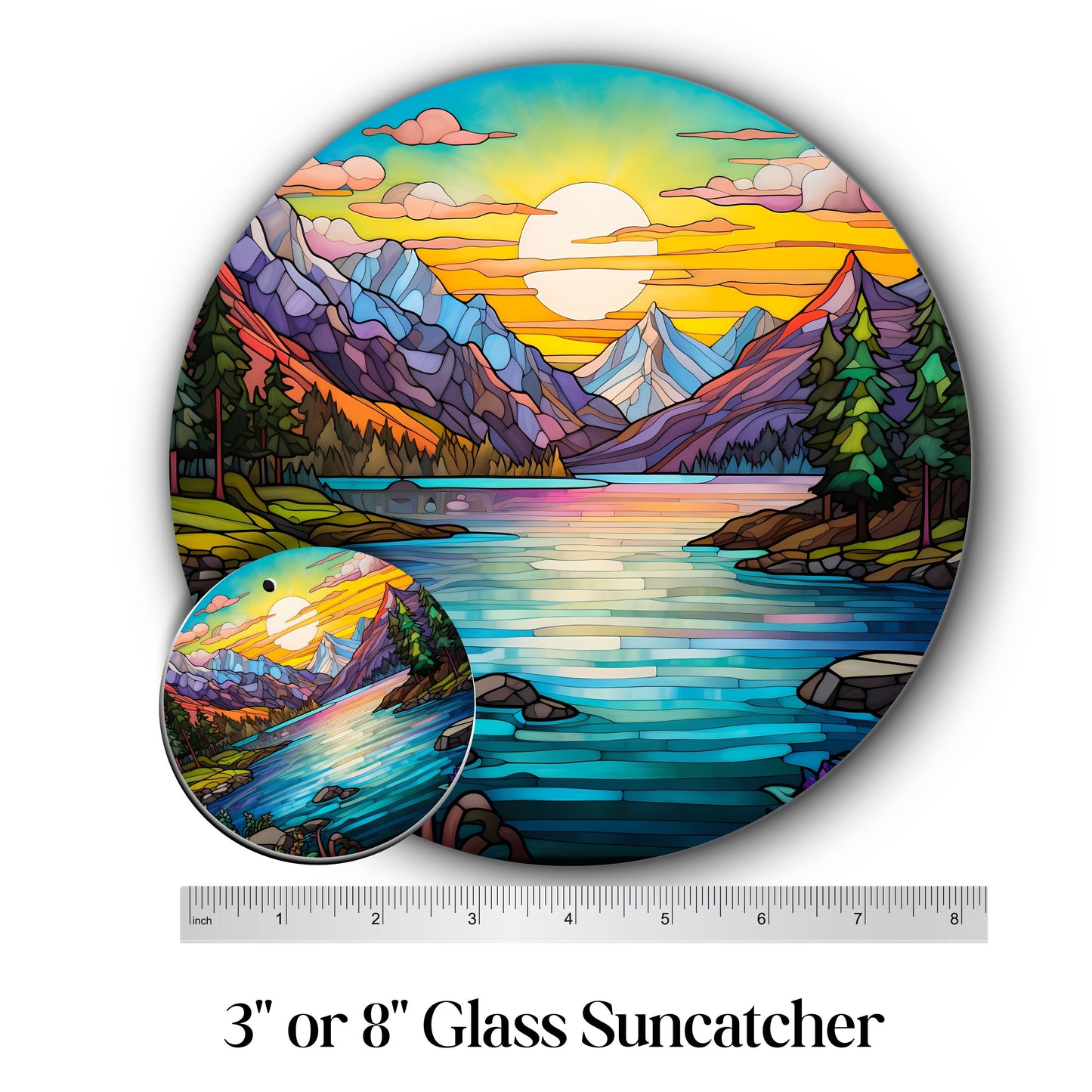 Glass Suncatcher Stained Glass 109-01 Pristine Alpine Lake
