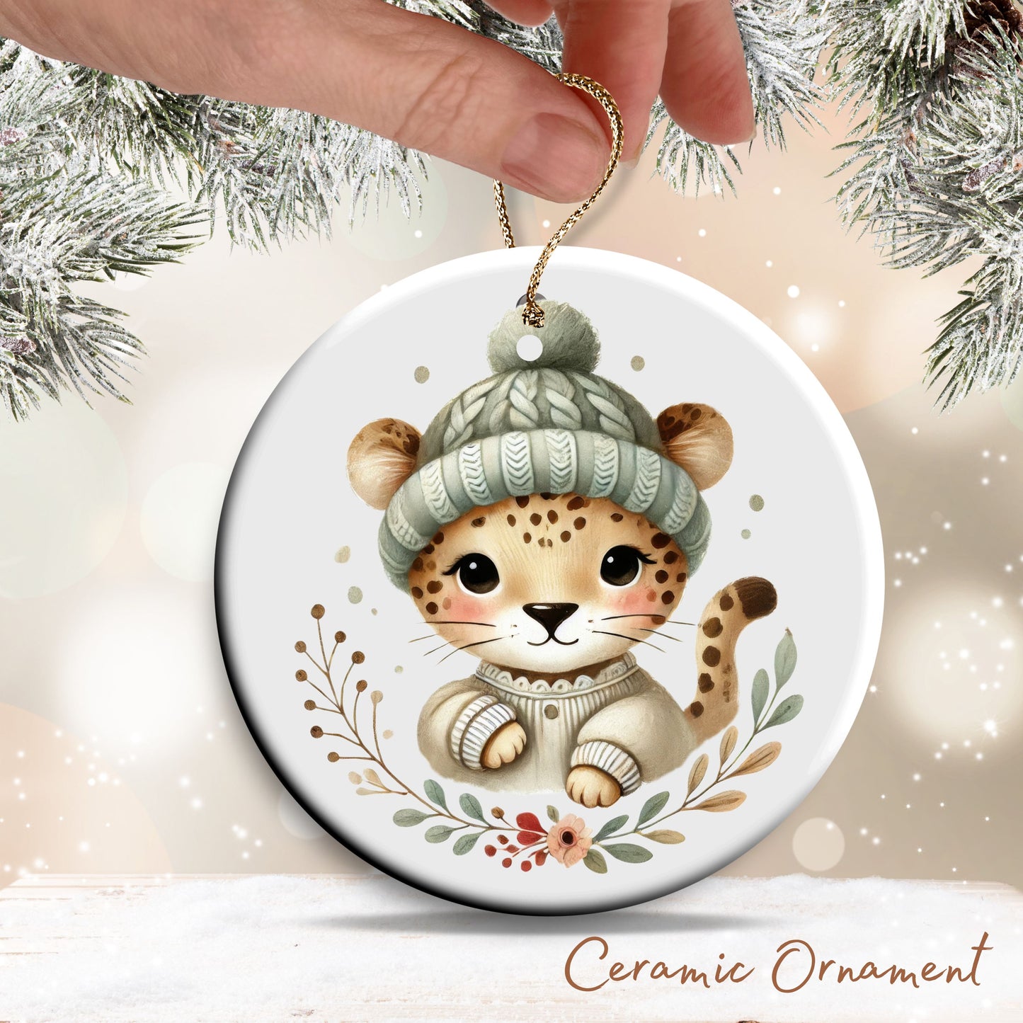 Babys First Cozy Christmas Animal Ceramic Ornament 33-02