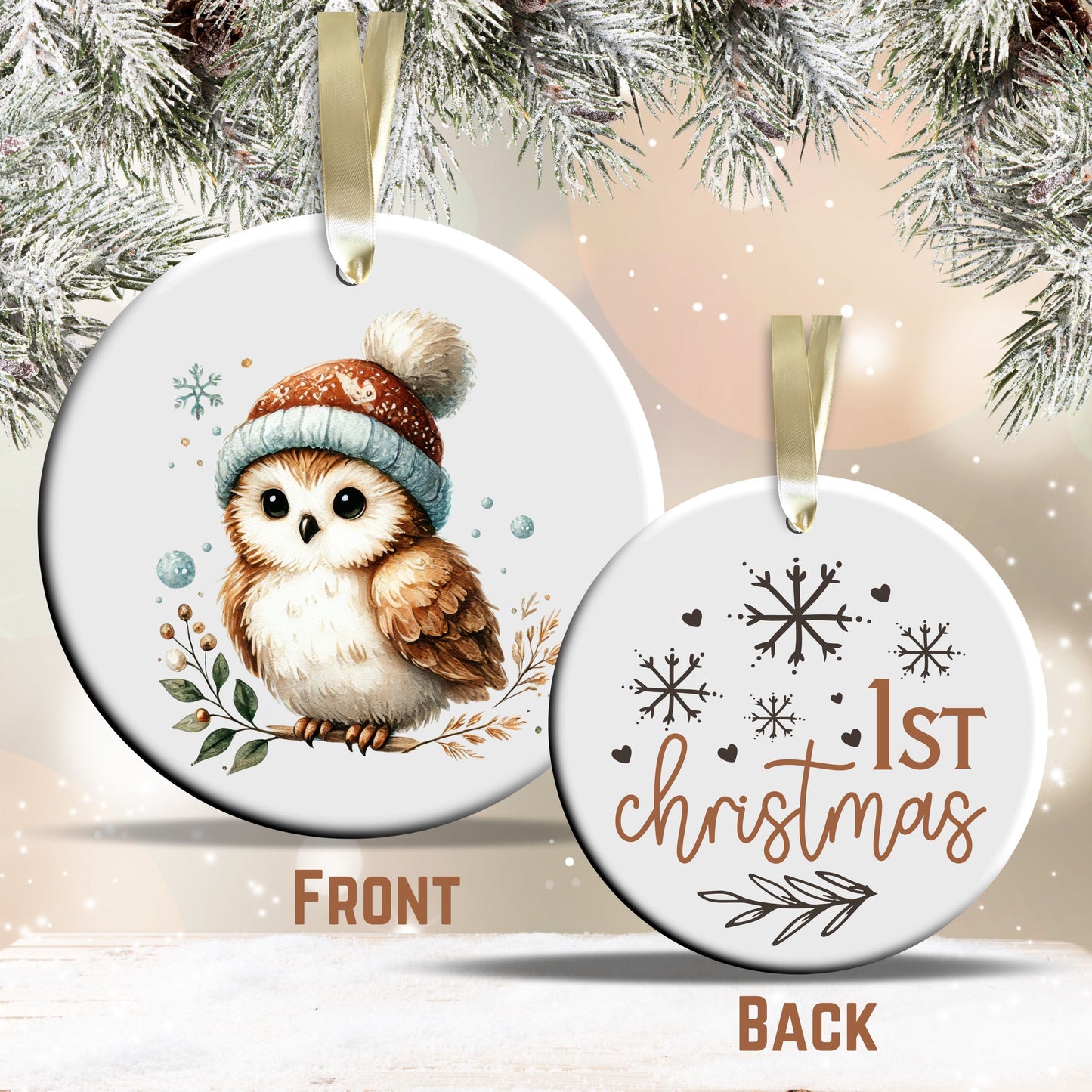 Babys First Cozy Christmas Animal Ceramic Ornament 33-06