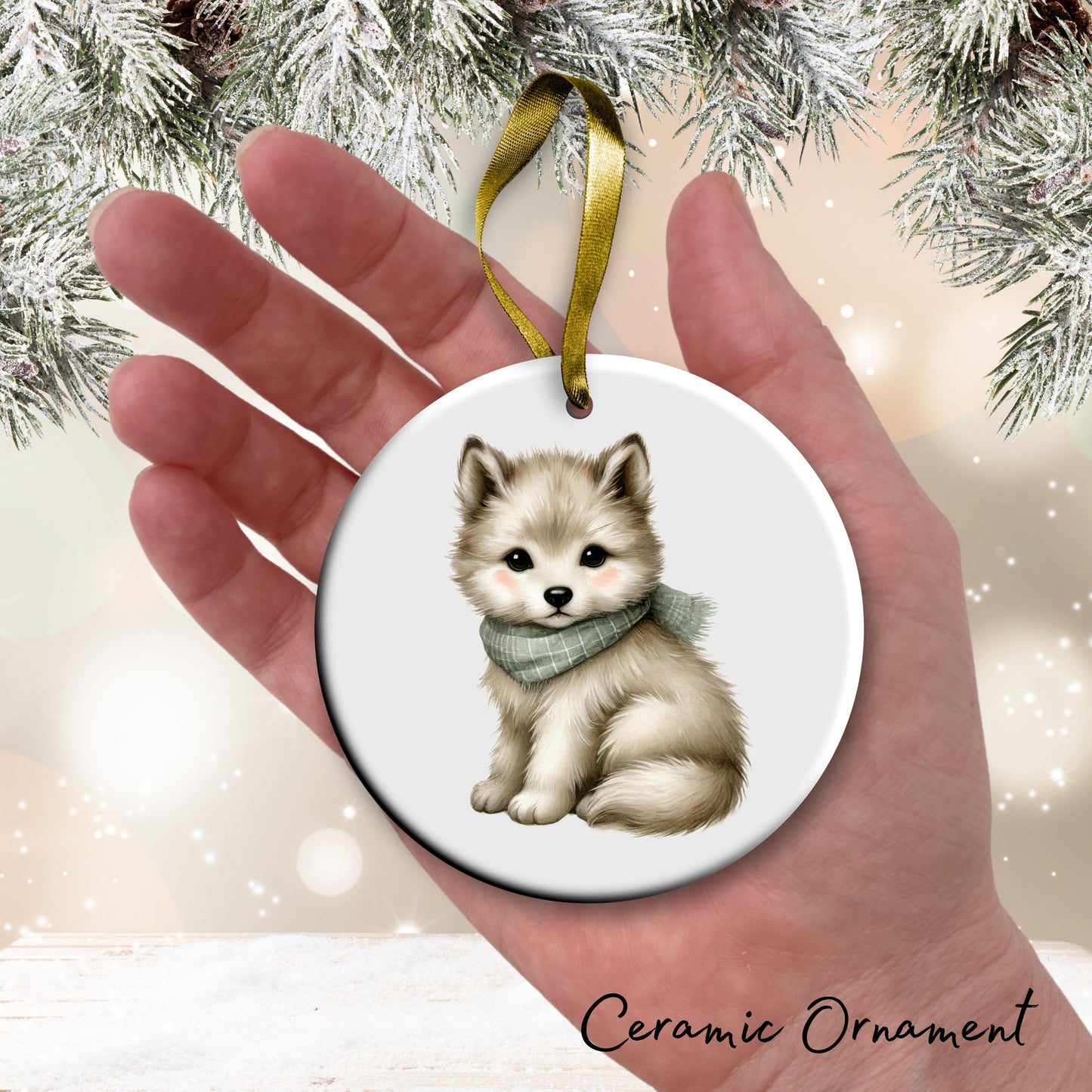 Babys First Cozy Christmas Animal Ceramic Ornament 33-08