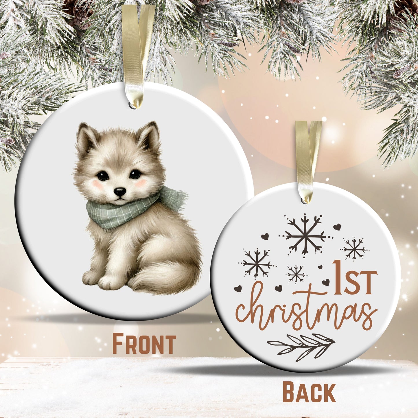 Babys First Cozy Christmas Animal Ceramic Ornament 33-08
