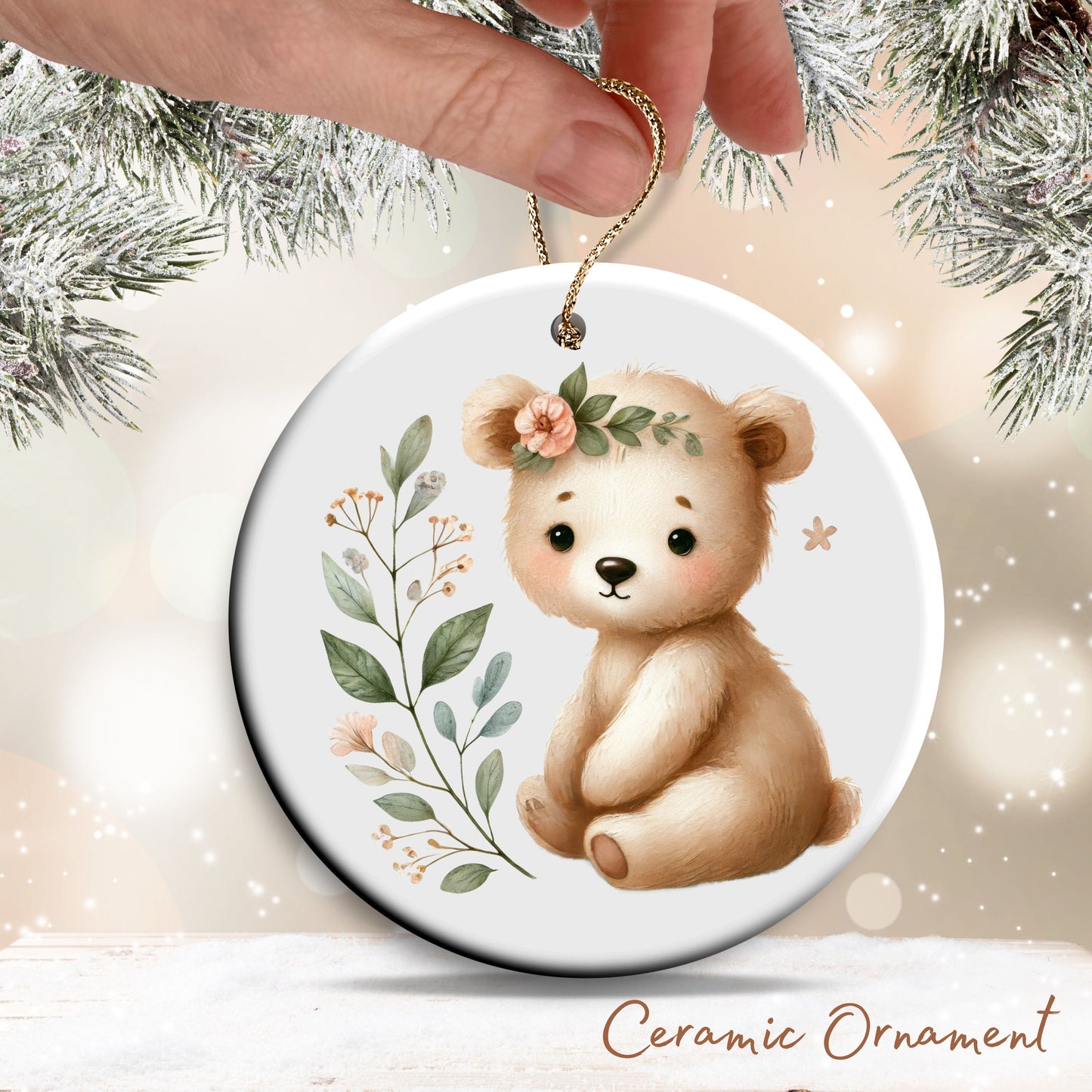 Babys First Cozy Christmas Animal Ceramic Ornament 33-11