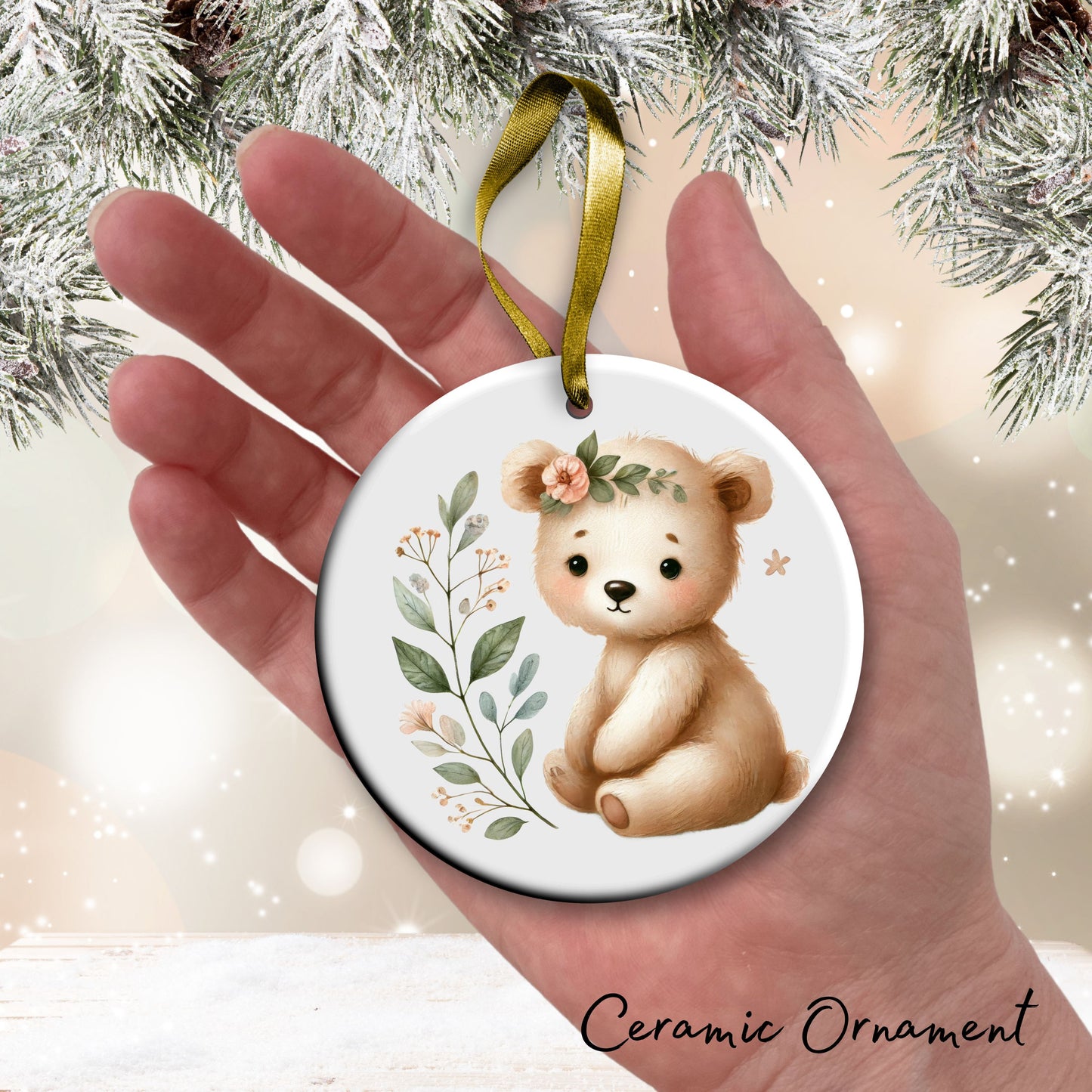 Babys First Cozy Christmas Animal Ceramic Ornament 33-11