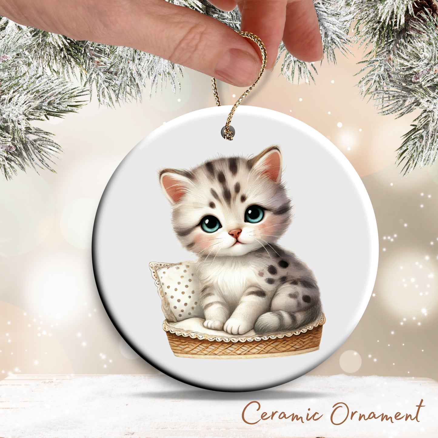 Babys First Cozy Christmas Animal Ceramic Ornament 33-12