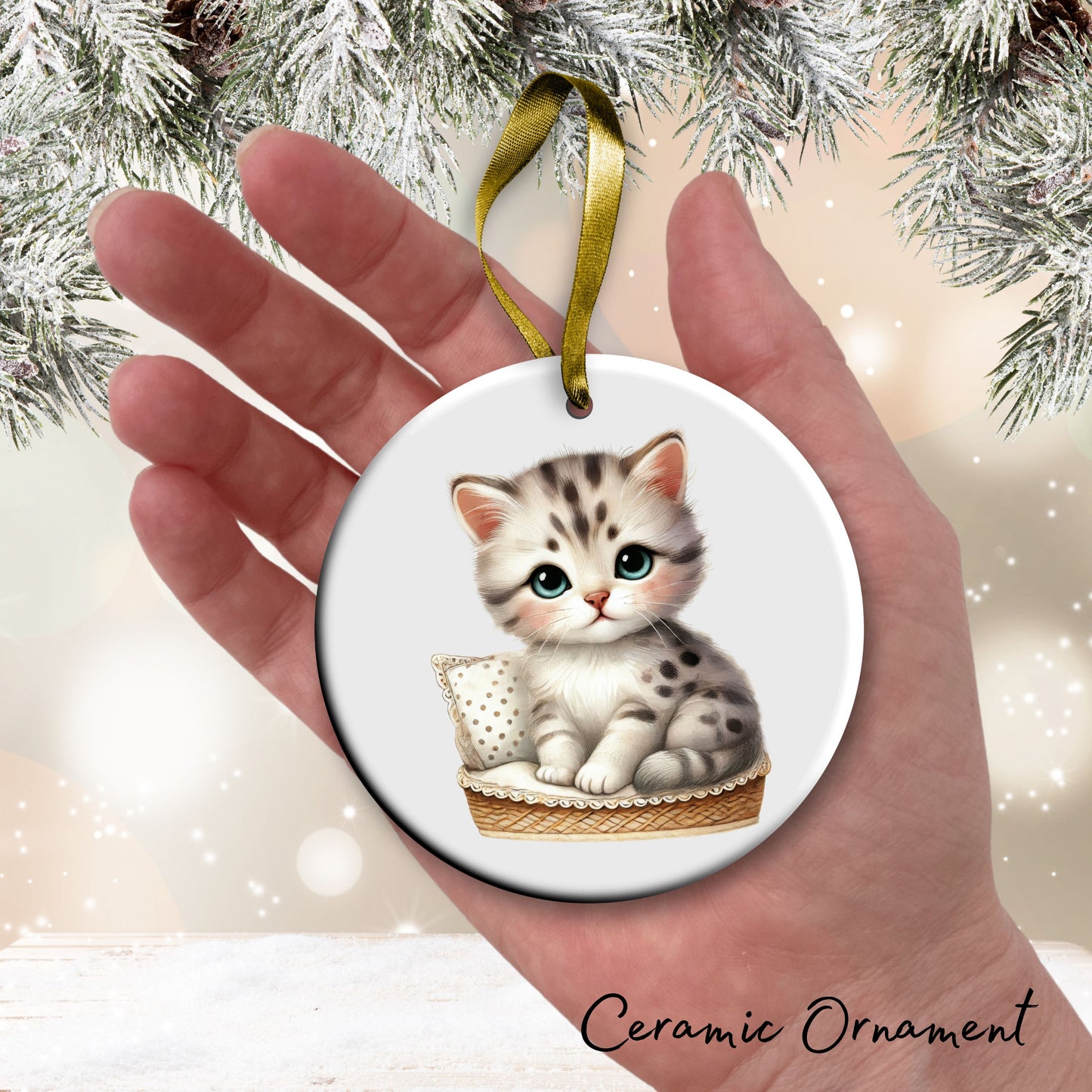 Babys First Cozy Christmas Animal Ceramic Ornament 33-12