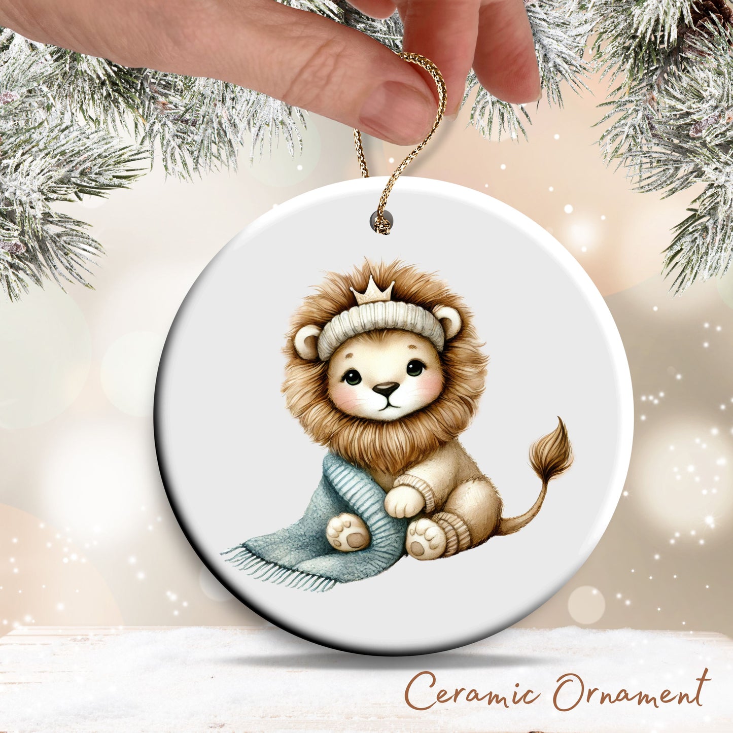 Babys First Cozy Christmas Animal Ceramic Ornament 33-13