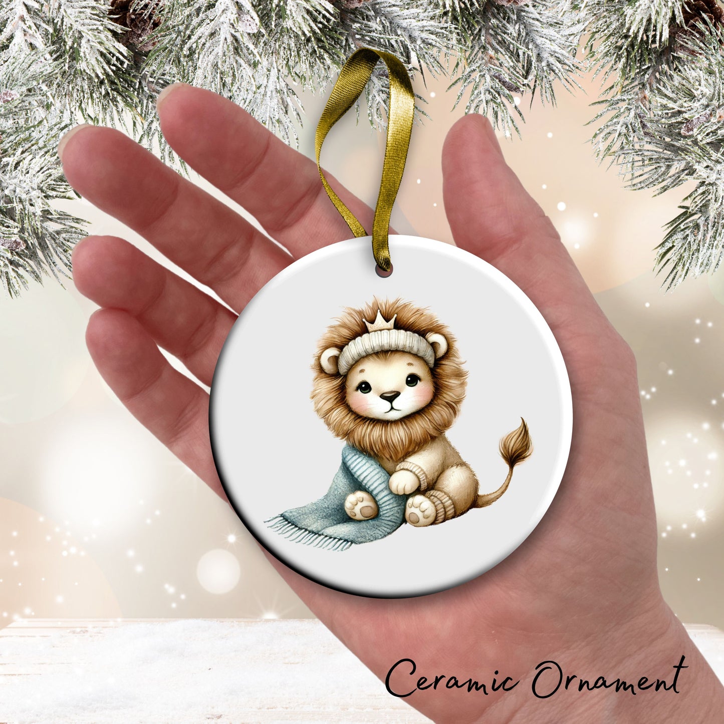 Babys First Cozy Christmas Animal Ceramic Ornament 33-13