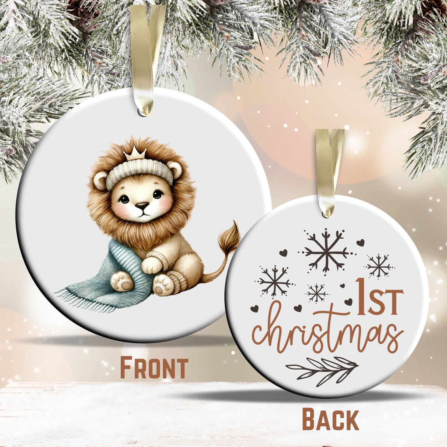 Babys First Cozy Christmas Animal Ceramic Ornament 33-13