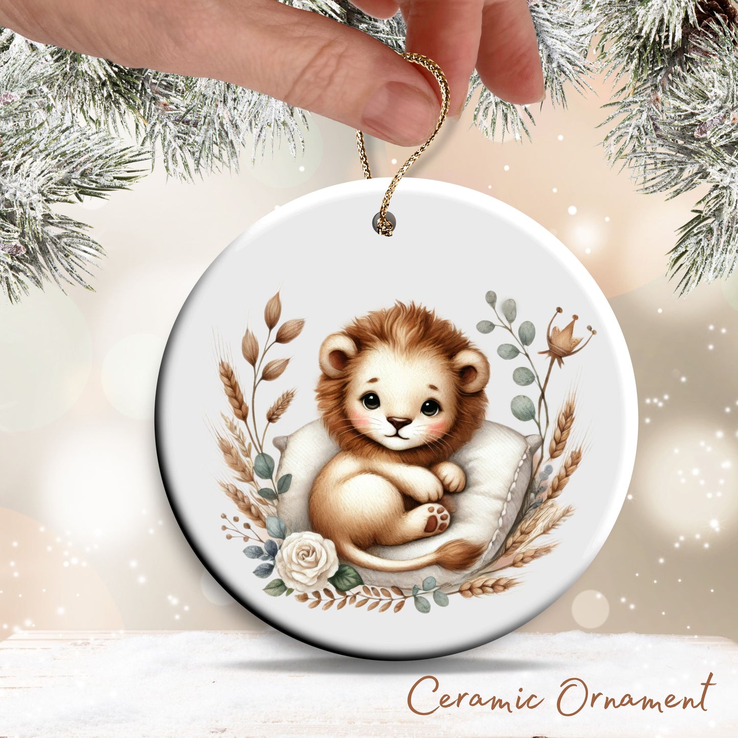 Babys First Cozy Christmas Animal Ceramic Ornament 33-14