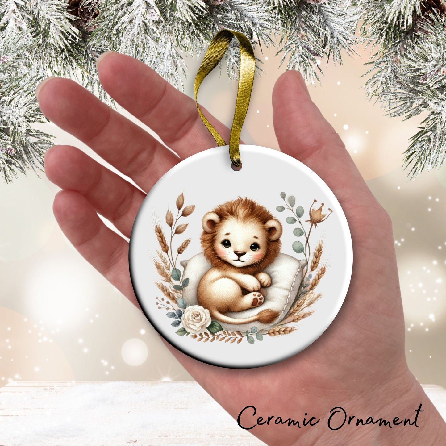 Babys First Cozy Christmas Animal Ceramic Ornament 33-14