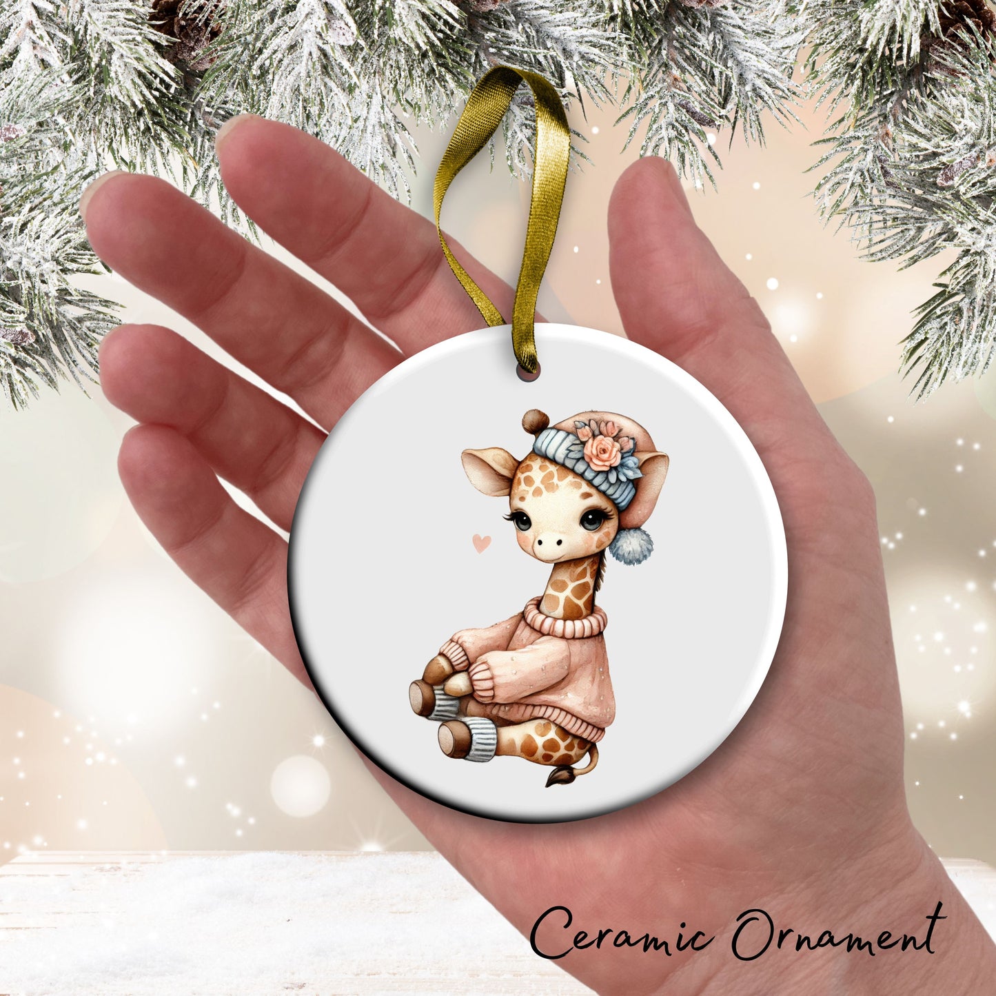 Babys First Cozy Christmas Animal Ceramic Ornament 33-15