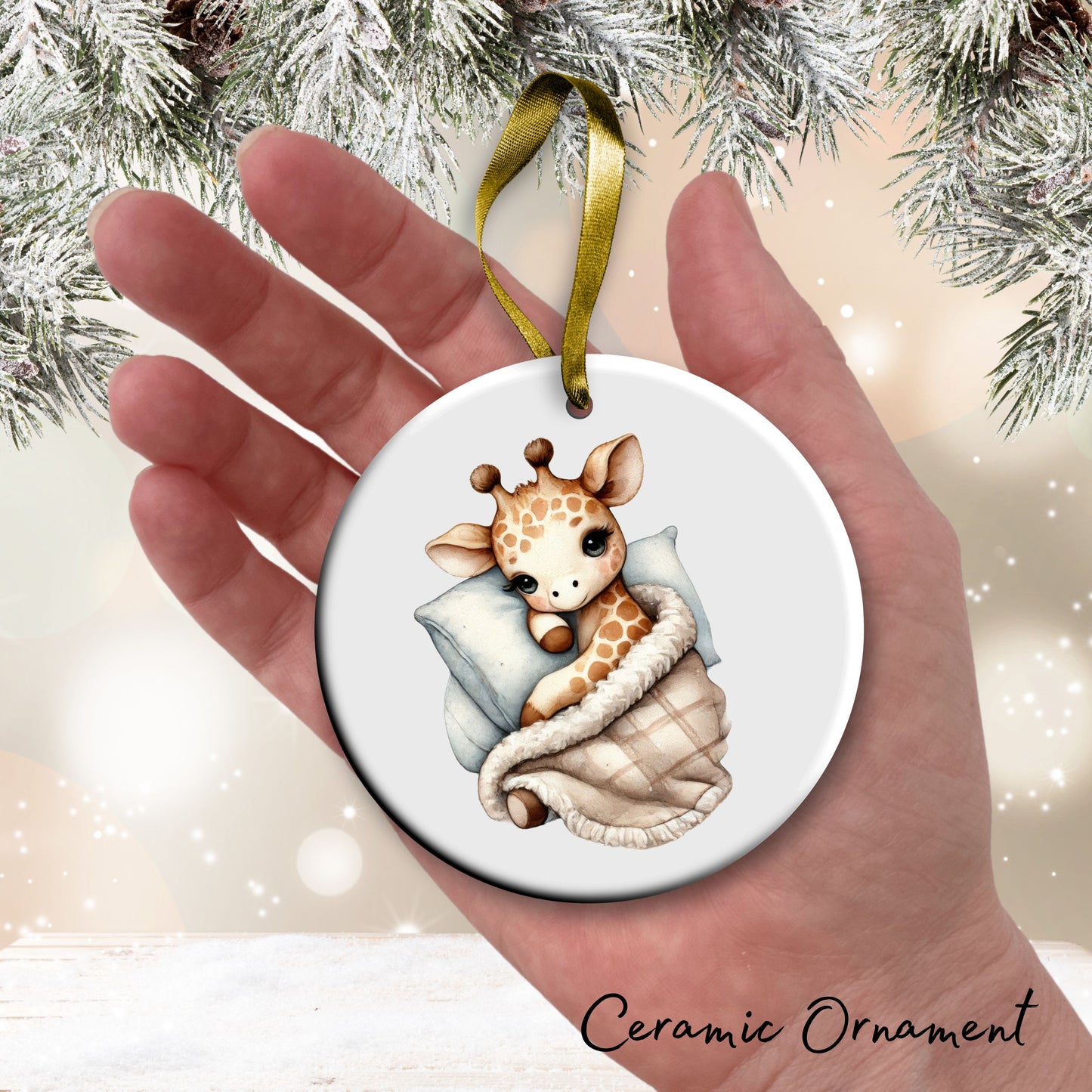 Babys First Cozy Christmas Animal Ceramic Ornament 33-16