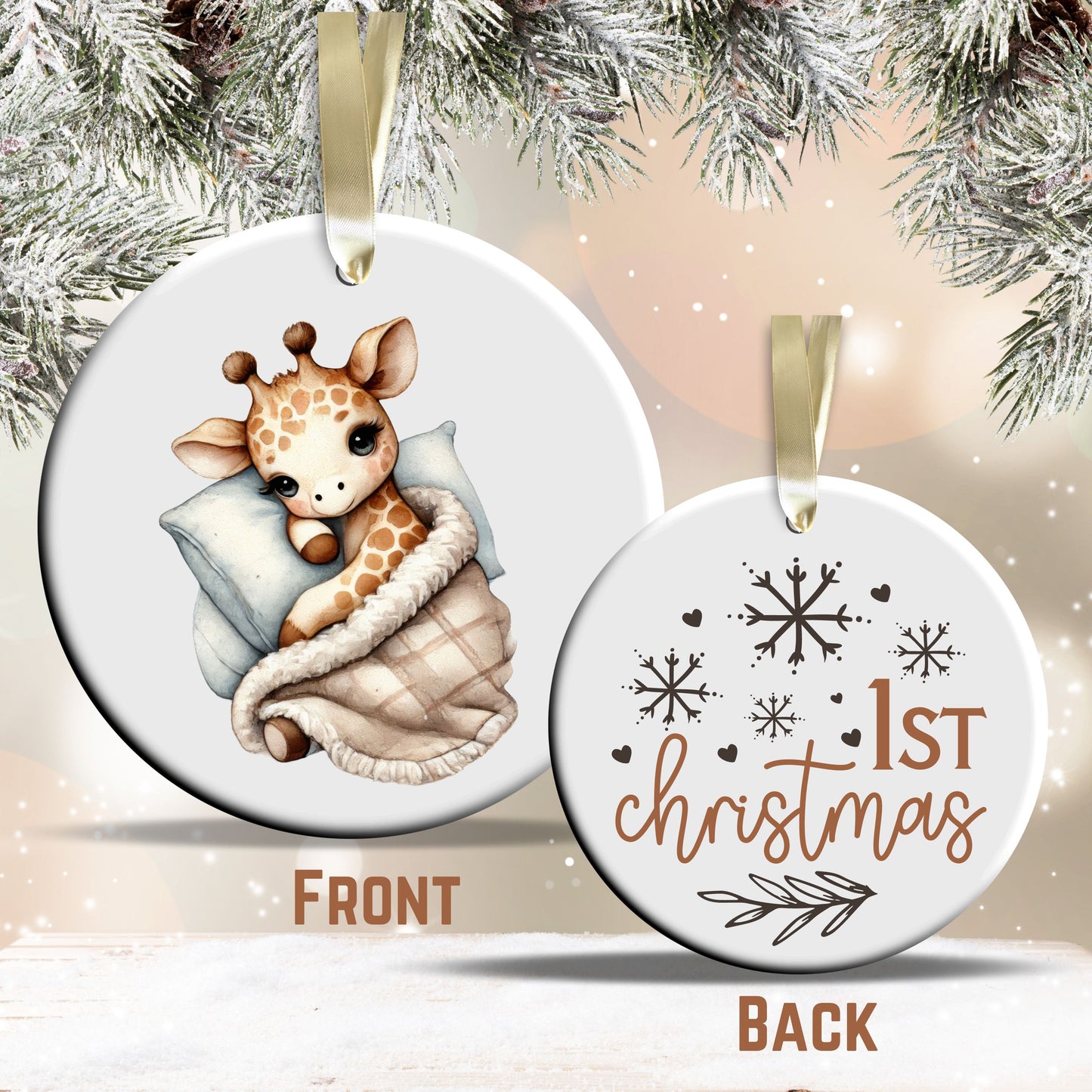 Babys First Cozy Christmas Animal Ceramic Ornament 33-16