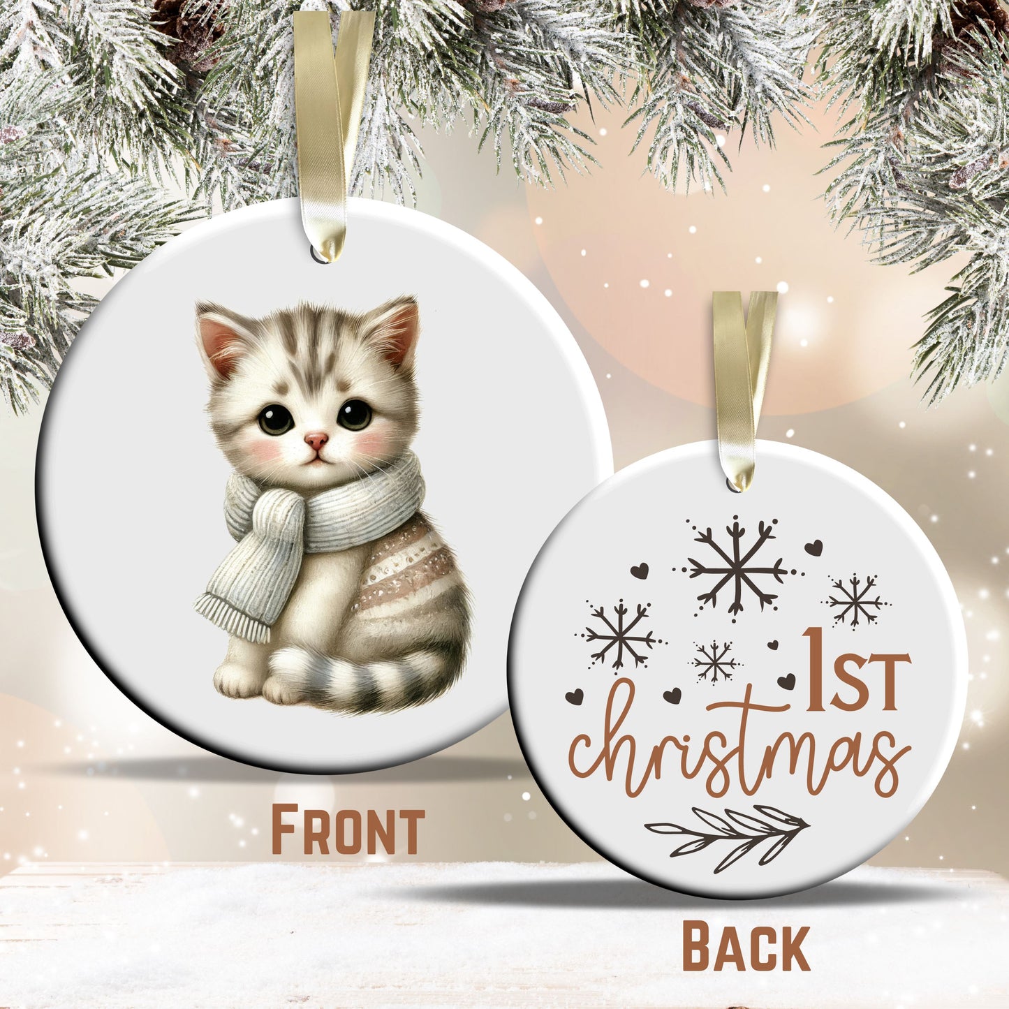 Babys First Cozy Christmas Animal Ceramic Ornament 33-18