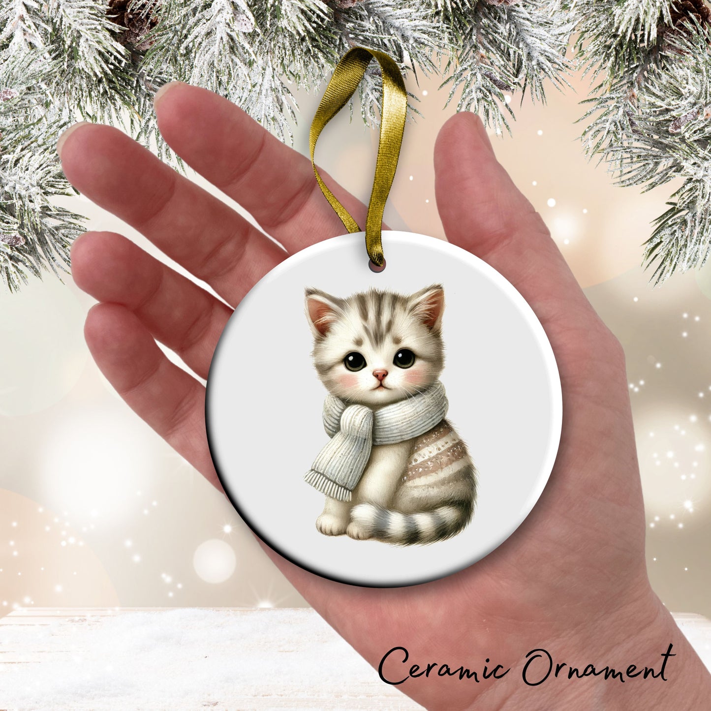 Babys First Cozy Christmas Animal Ceramic Ornament 33-18
