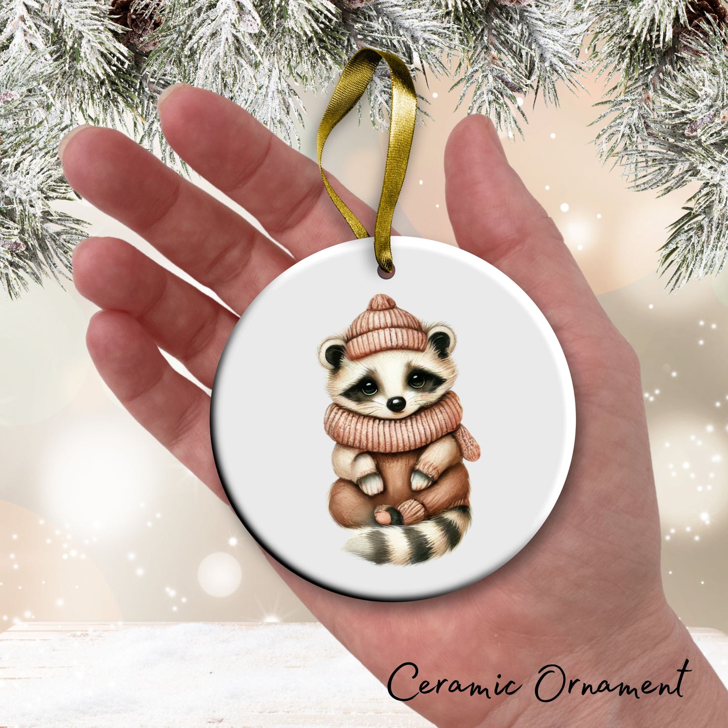Babys First Cozy Christmas Animal Ceramic Ornament 33-20