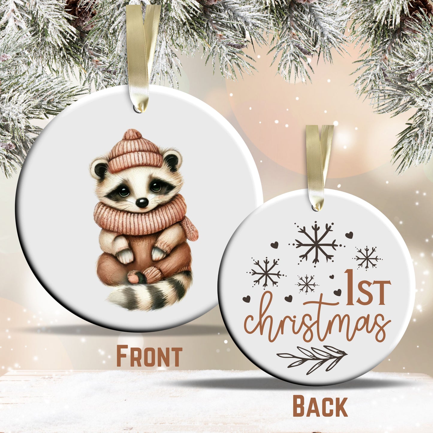 Babys First Cozy Christmas Animal Ceramic Ornament 33-20