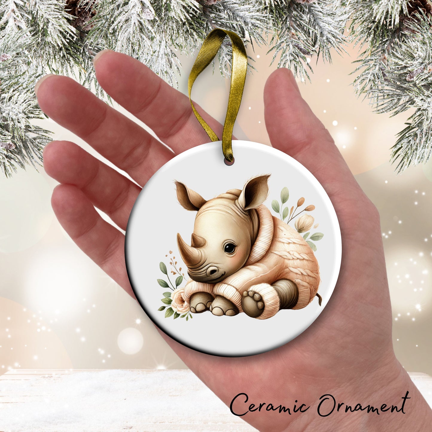Babys First Cozy Christmas Animal Ceramic Ornament 33-21