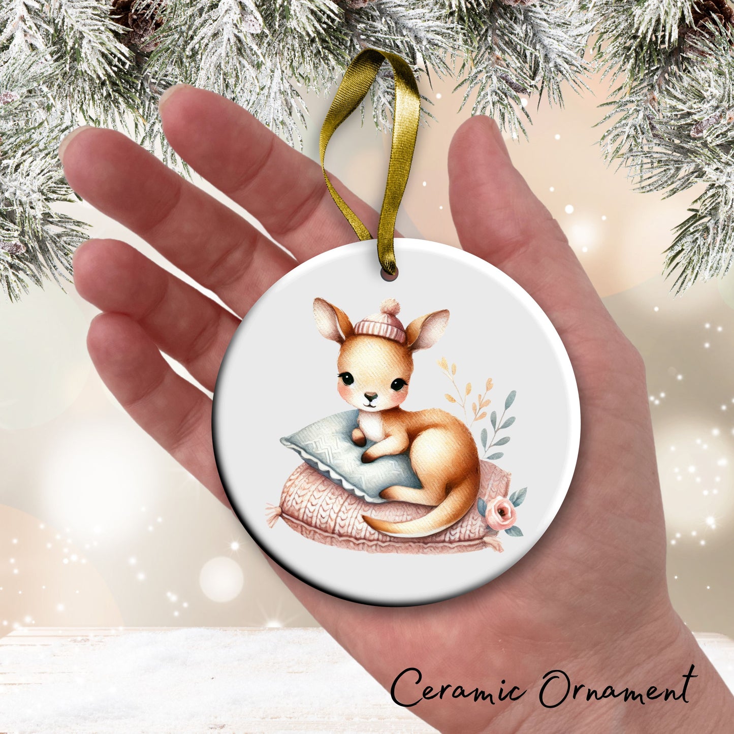 Babys First Cozy Christmas Animal Ceramic Ornament 33-22
