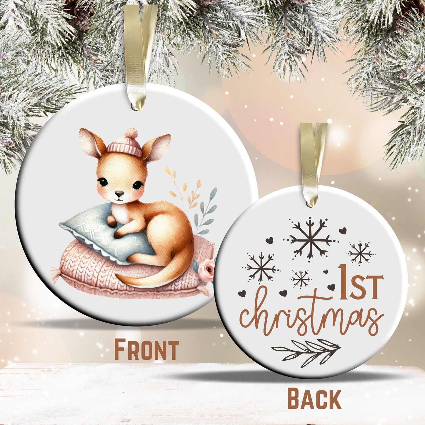 Babys First Cozy Christmas Animal Ceramic Ornament 33-22