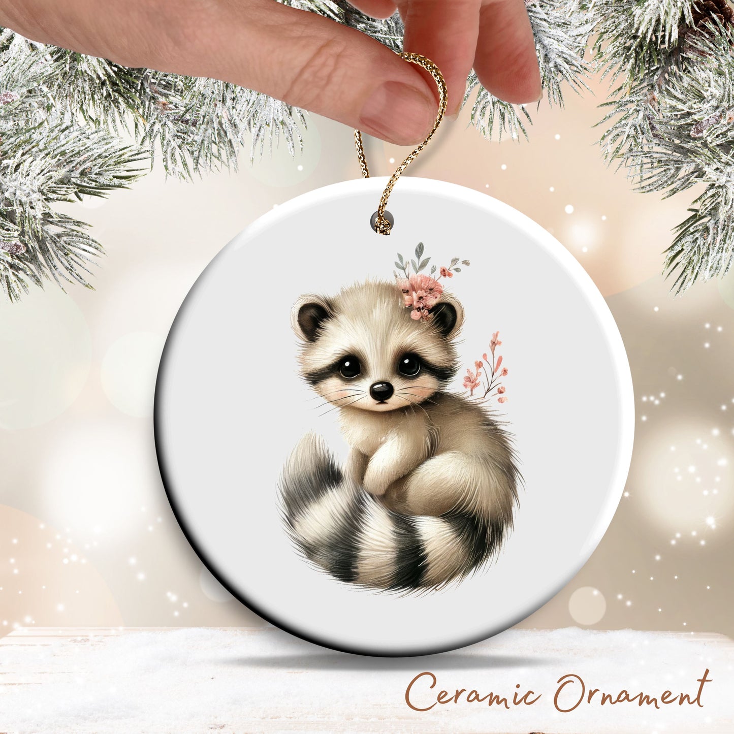 Babys First Cozy Christmas Animal Ceramic Ornament 33-23
