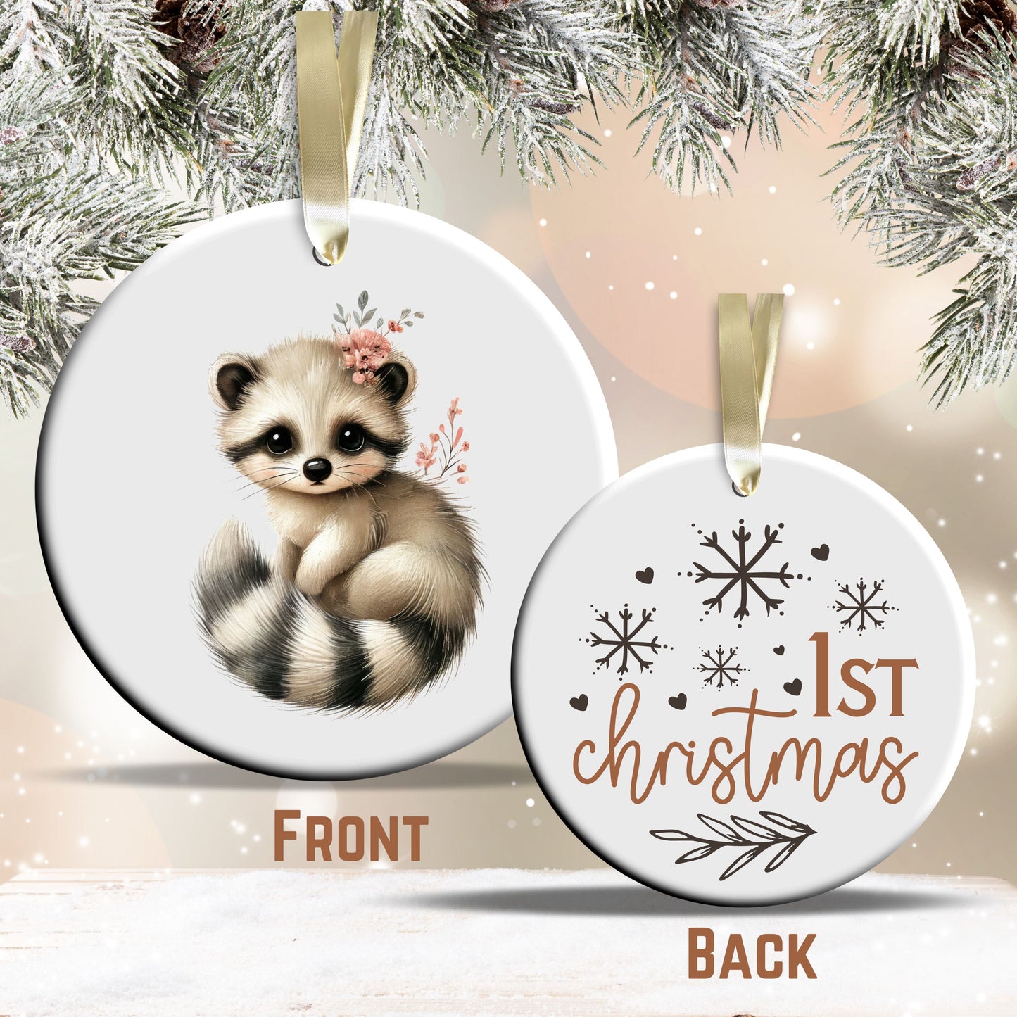 Babys First Cozy Christmas Animal Ceramic Ornament 33-23