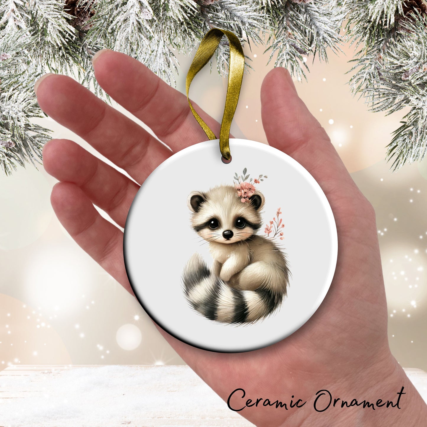 Babys First Cozy Christmas Animal Ceramic Ornament 33-23