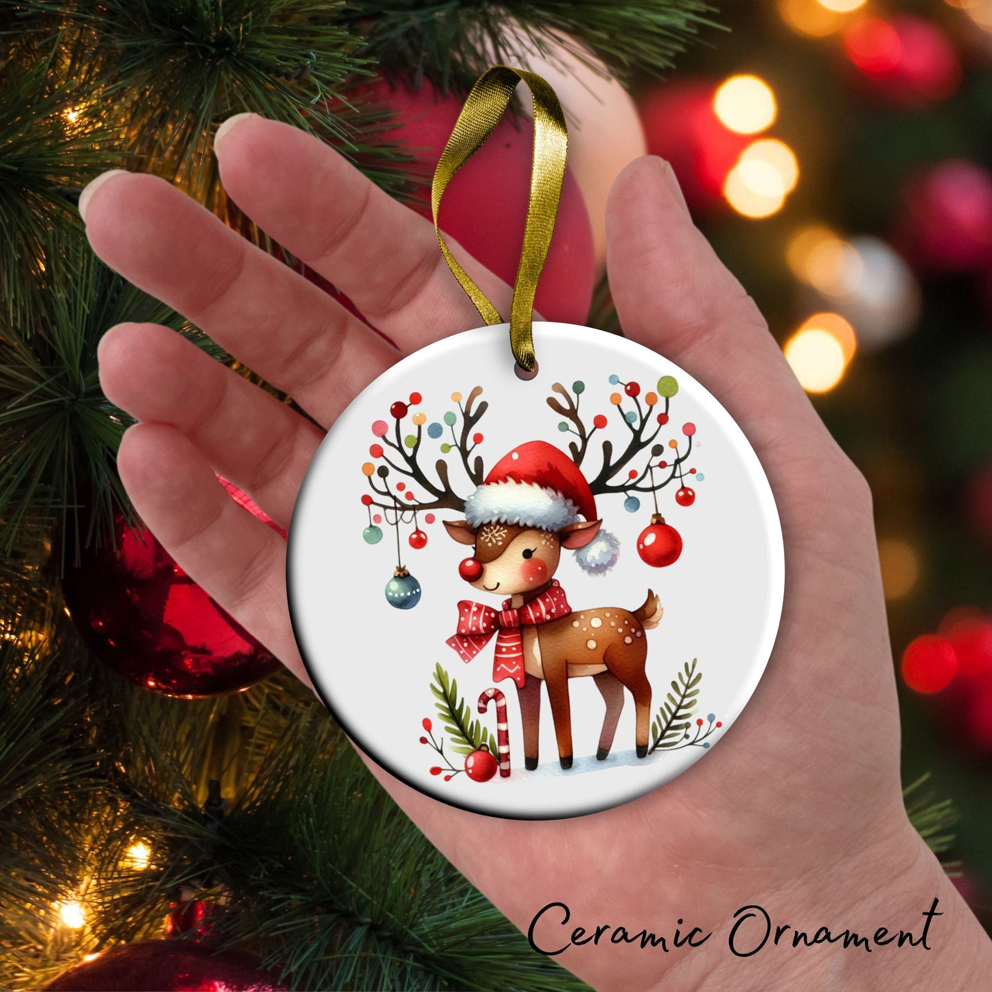 Babys First Christmas Reindeer Ceramic Ornament 57-04