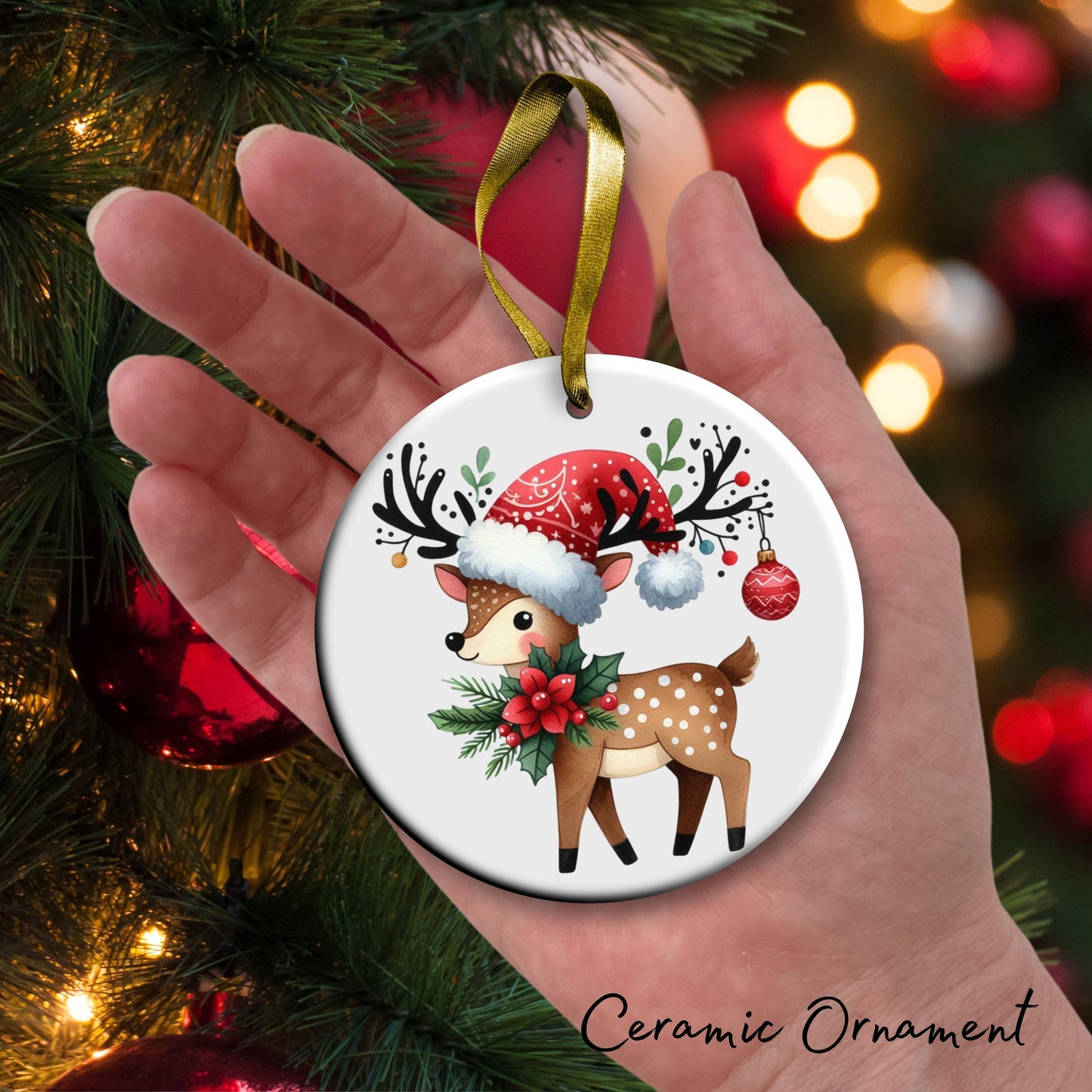Babys First Christmas Reindeer Ceramic Ornament 57-08