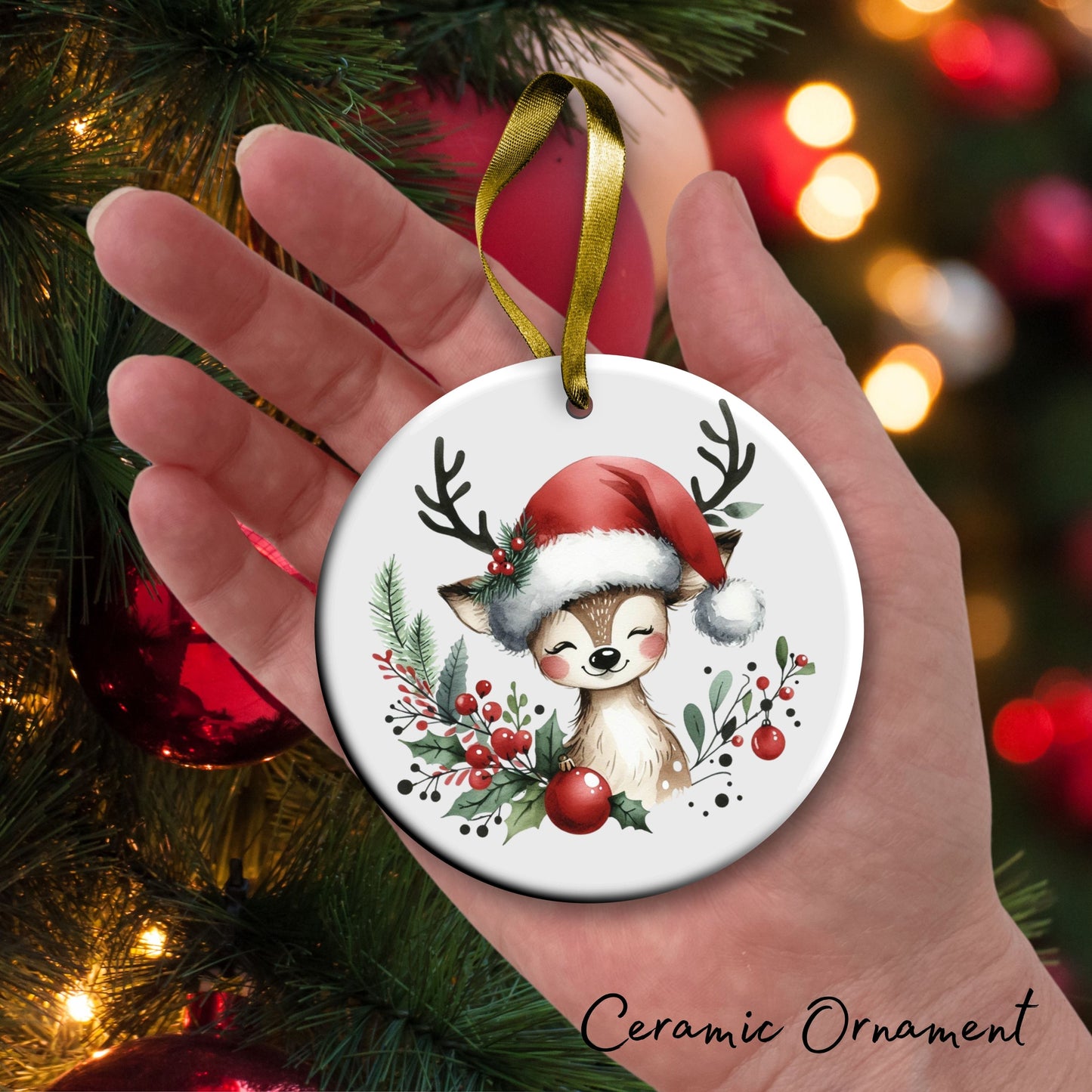 Babys First Christmas Reindeer Ceramic Ornament 57-11